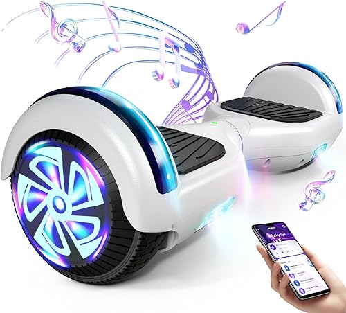 Miniatura 7 de Scooter con luces LED Bluetooth Corlorful, ruedas de 6.5 pulgadas, scooter de motor dual de 300 W para niños, niñas, niños y adultos, todas las