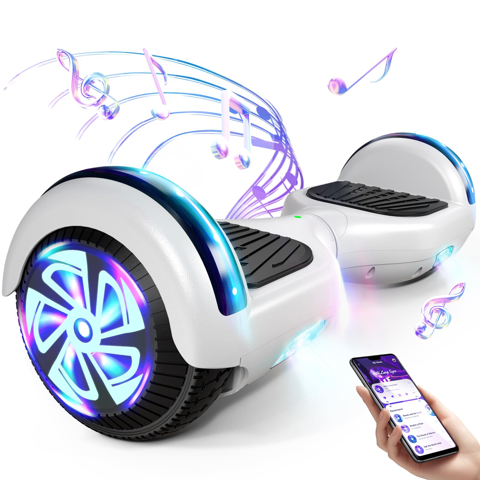 Hoverboard 6.5" Overboard Hover Borad ze światłami LED/Bluetooth, deskorolka hoverboards, prezent dla dzieci