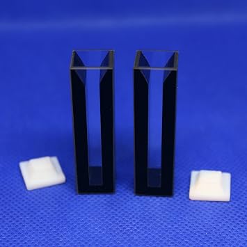 LAB4US Quartz Semi-Micro cuvette Cell Black Walls 2pcs with Lid for spectrophotometer, Quartz Semi Micro Cuvettes Cells, 10mm Pathlength, 1.4ml, 2 Clear Sides