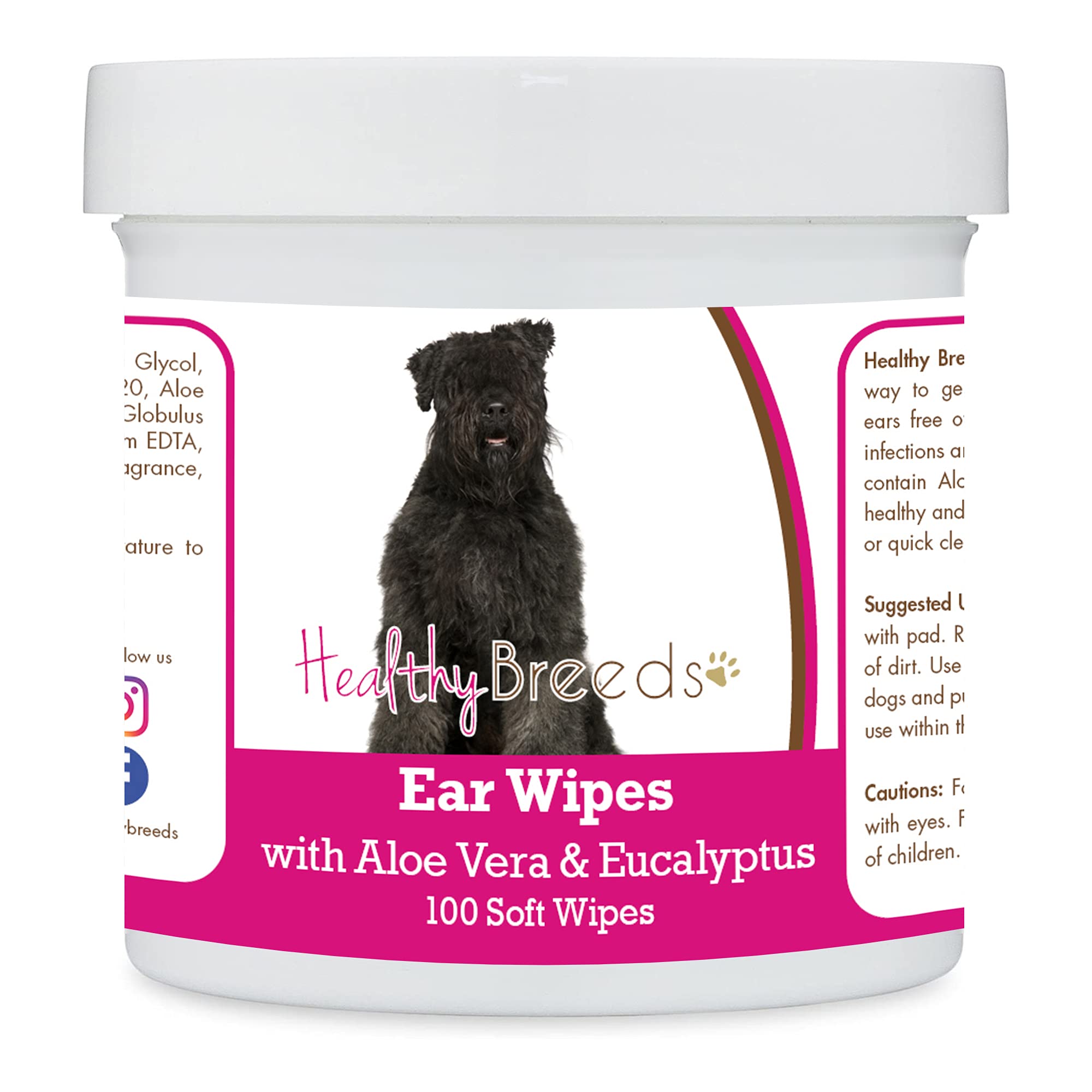 Healthy Breeds Bouvier des Flandres Ear Cleaning Wipes with Aloe &amp; Eucalyptus for Dogs 100 Count