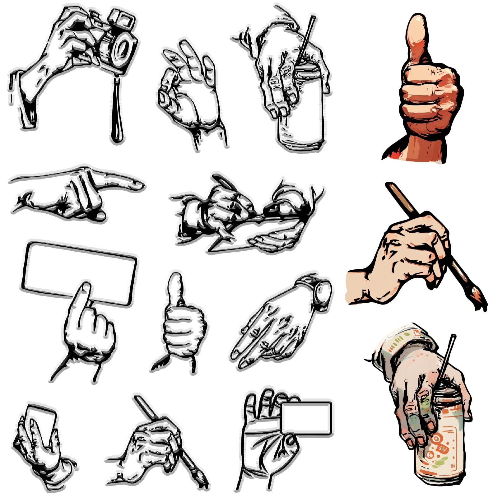 CRASPIRE Take a Picture Clear Rubber Stamps for Card Making Take A Paintbrush OK Gesture Pointing Praise Writing Drawing Transparent Rubber Stamps for Paper Card Photo Album Crafting Scrapbooking