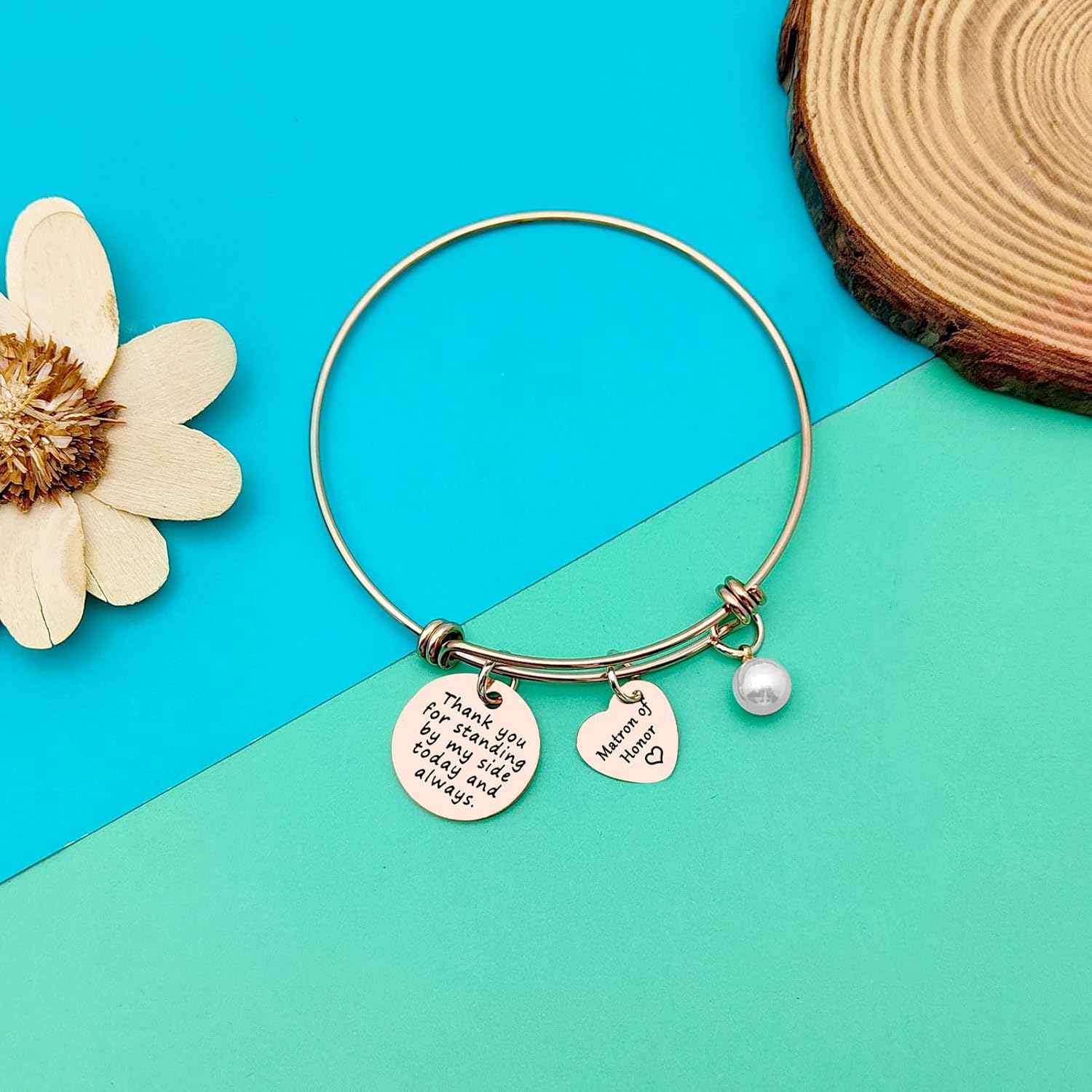 Dabihu Matron of Honor Bridesmaid Gifts from Bride Matron of Honor Proposal Gifts Wedding Gift for Best Friends Sister Wedding Party Gifts Rose Gold Adjustable Appreciation Gifts - Image 5