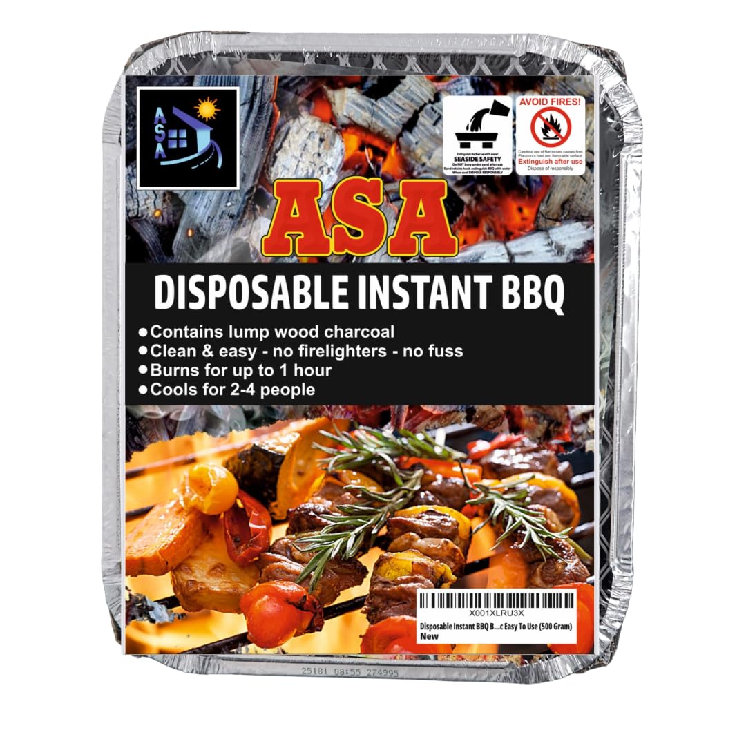 Asa 500 Gram Disposable Instant Bbq Barbecue Instant Light Charcoal- Ideal For Garden Bbqs, Camping, Outdoor Parties, And Picnic Easy To Use (500 Gram)