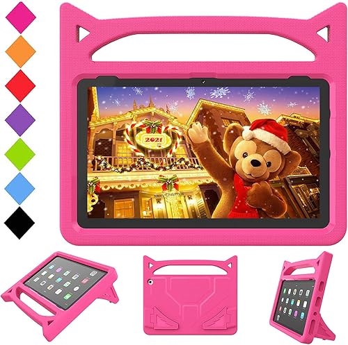 Funda para tablet Fire HD 10 para niños (1311 generación, versión 20232021)-SHREBORN - Funda a prueba de golpes para niños con asa para tabletas