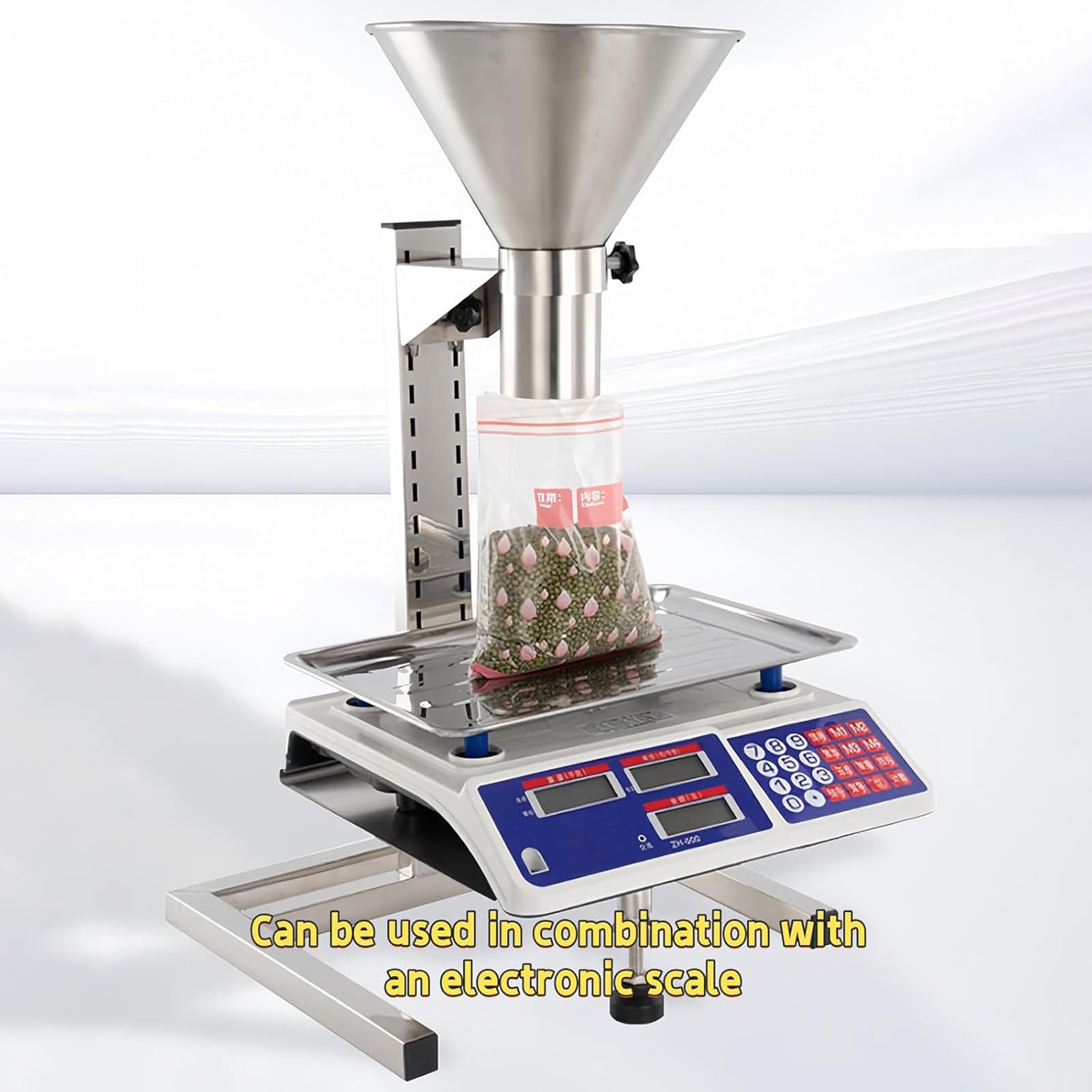 Tolva De Alimentación De Acero Inoxidable, Embudo De Llenado De Acero Inoxidable De Boca Ancha De 3,9"con Soporte Ajustable Y Bandeja Elevable,para Líquido,polvo, Pasta, Gránulos, Acero Inoxidable 304