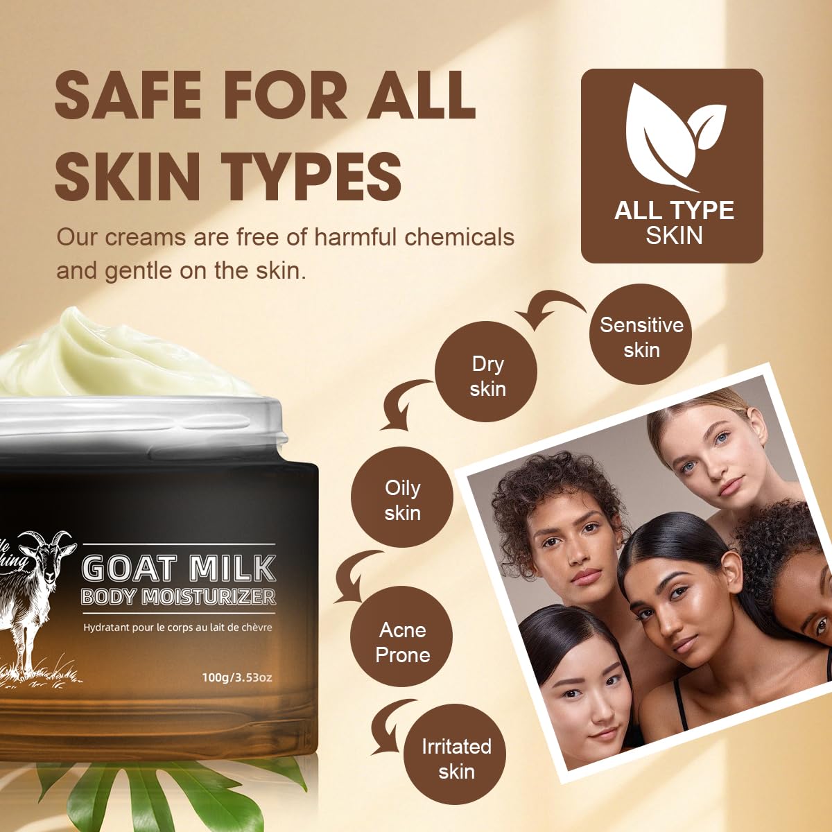 Goat Milk Lotion - Whipped Body Butter Cream with Goat Milk - Deeply Moisturizes, Softens Skin - Natural & Gentle for All Skin Types, 3.53 oz - Image 5