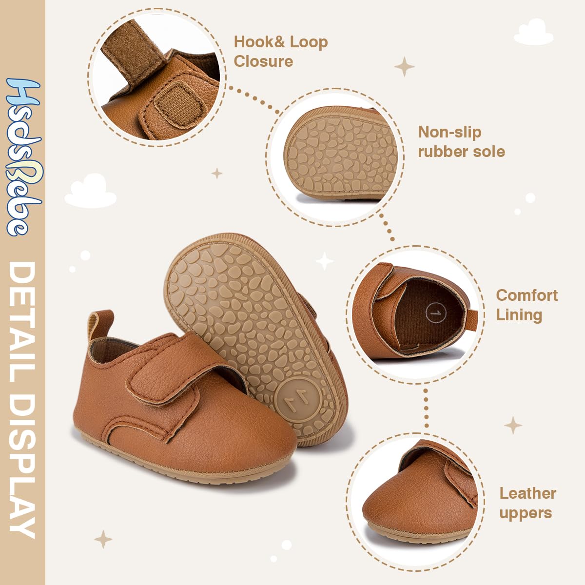 Geagodelia - Scarpe da passeggio con fondo rigido in pelle sintetica per neonati, suola in gomma per primi passi, scarpe per bambini, misura: