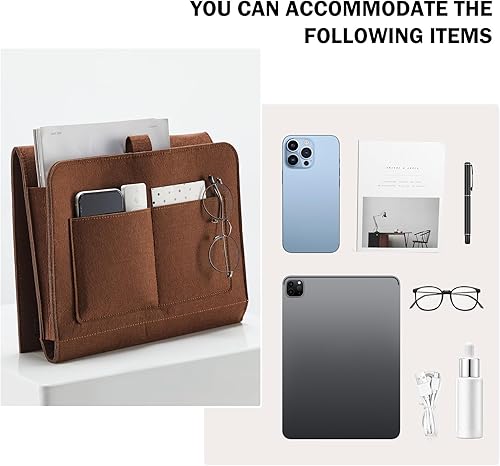 Miniatura 6 de YOUDENOVA Organizador de mesita de noche, organizador de noche para dormitorio, litera, marrón