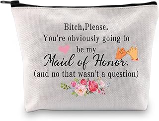 PXTIDY Maid of Honor Proposal Gifts Bridesmaid Makeup Bag You're Obviously Going to Be My Maid of Honor Cosmetic Bags Bridal Party Favor Cosmetic Pouch Maid of Honor Gift (Maid of Honor)