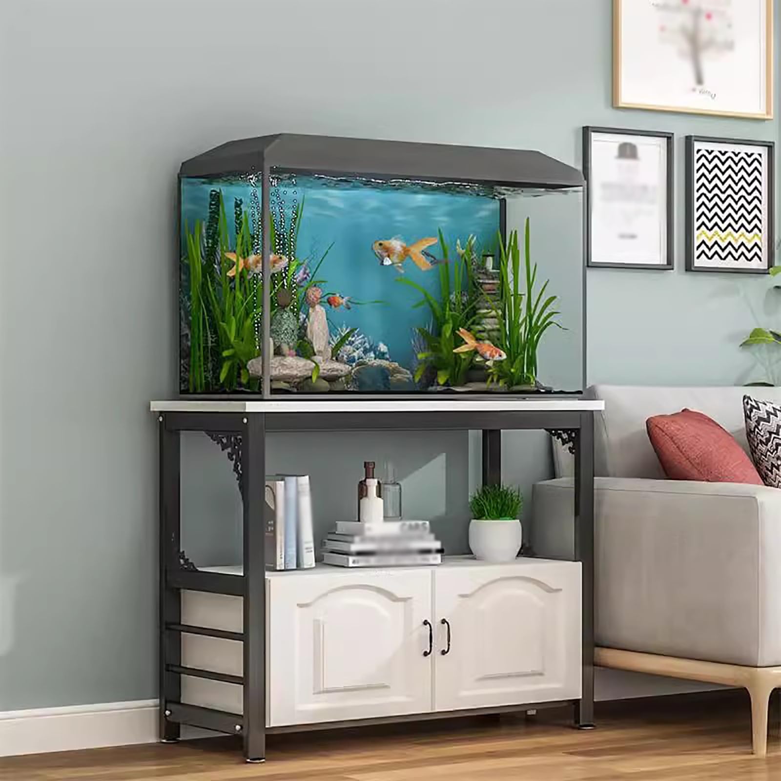 Stojak na akwarium, stojak na akwarium 10, 20 i 30 galonów, trwały stojak na akwarium domowe, stojak na terrarium z szafką do przechowywania, stół do akwarium meta