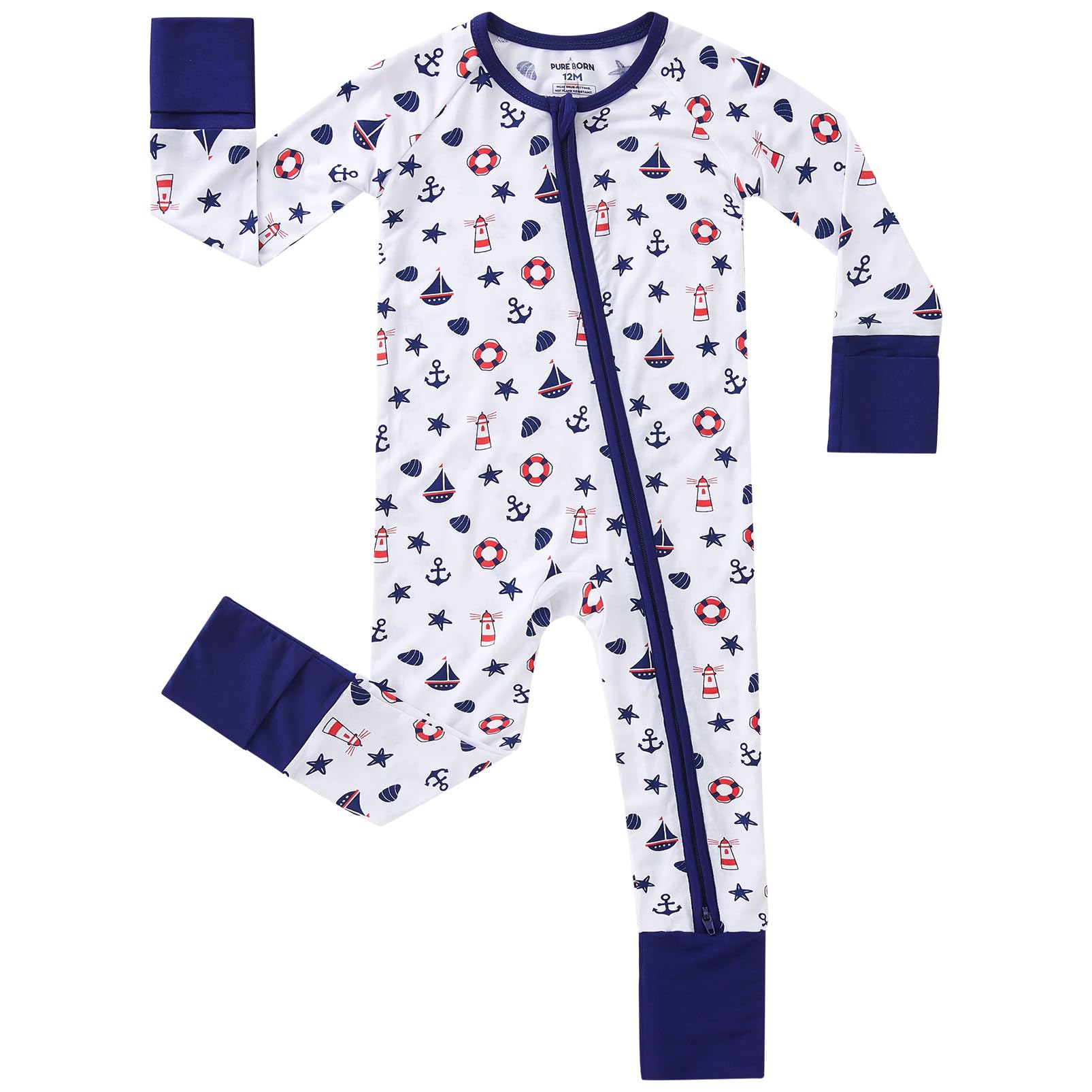 pureborn Baby Sleeper Viscose from Bamboo Zipper Footies Pjs 0-24 Months