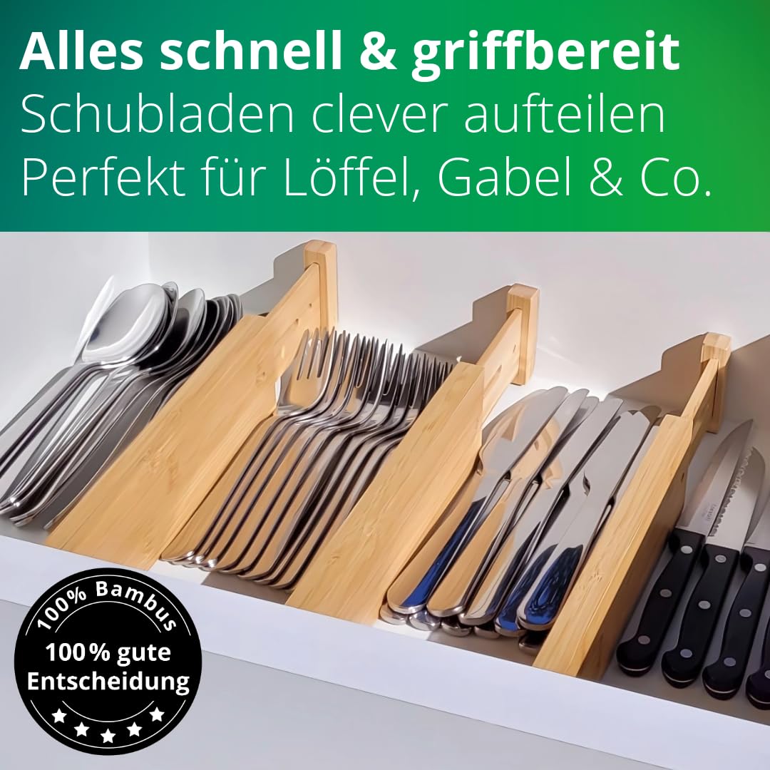 Divisori Per Cassetti In Bambù Regolabili - Organizer Da 43 A 56 Cm - Foto 6