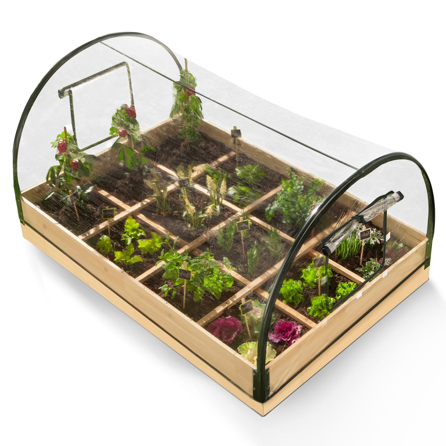 IDMarket - Carré Potager 12 Compartiments + Housse Serre châssis