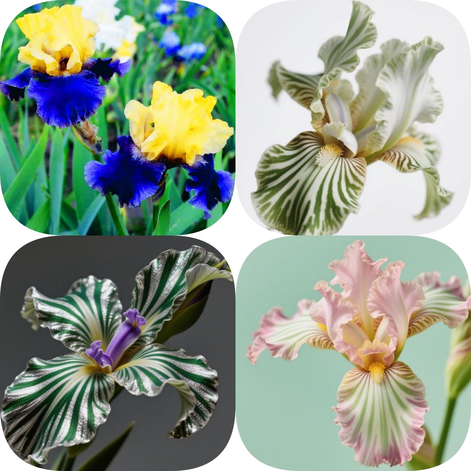 Iris Bulbs Mix Bulk - Bearded Iris Rhizomes - Iris Plant Root Excellent Display Indoor Perennial Balcony Garden Bulbs Can Be Potted-4Bulbs-N