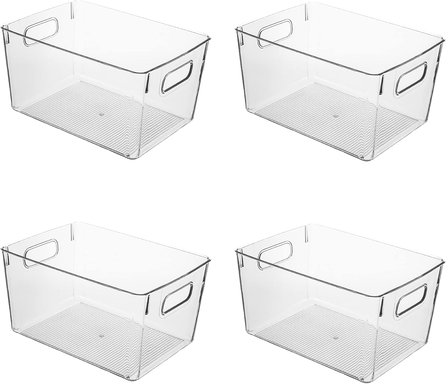 Amtido Clear Plastic Storage Bins for Fridge, Cupboard, Pantry, and