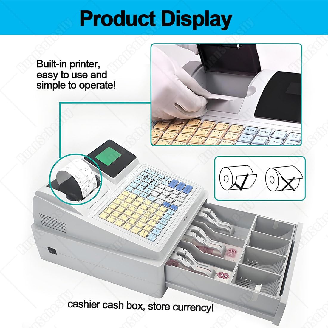 Registro De Efectivo Electrónico,81 Cash Registro De Efectivo del Sistem a De Postes Eléctricos con La Caja Y La Llave De Recibo,Impresoras De Recibo,para Pequeñas Empresas