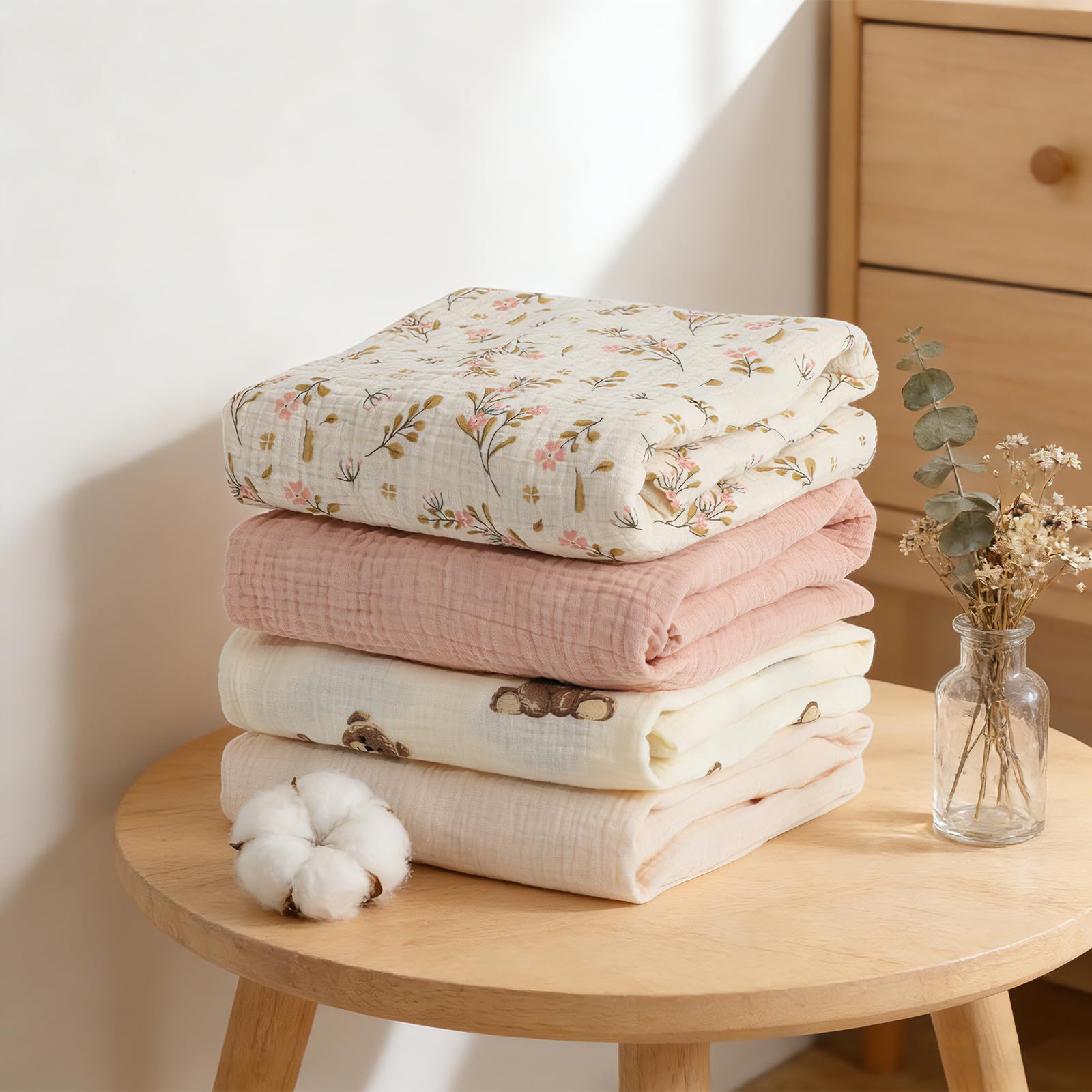 Sábanas bajeras de muselina para cuna, de 52 x 28 pulgadas, 100 % algodón, suave, bohemia, neutral, para niños, se adaptan bien a colchones de cuna de tamaño estándar de 28 x 52 pulgadas