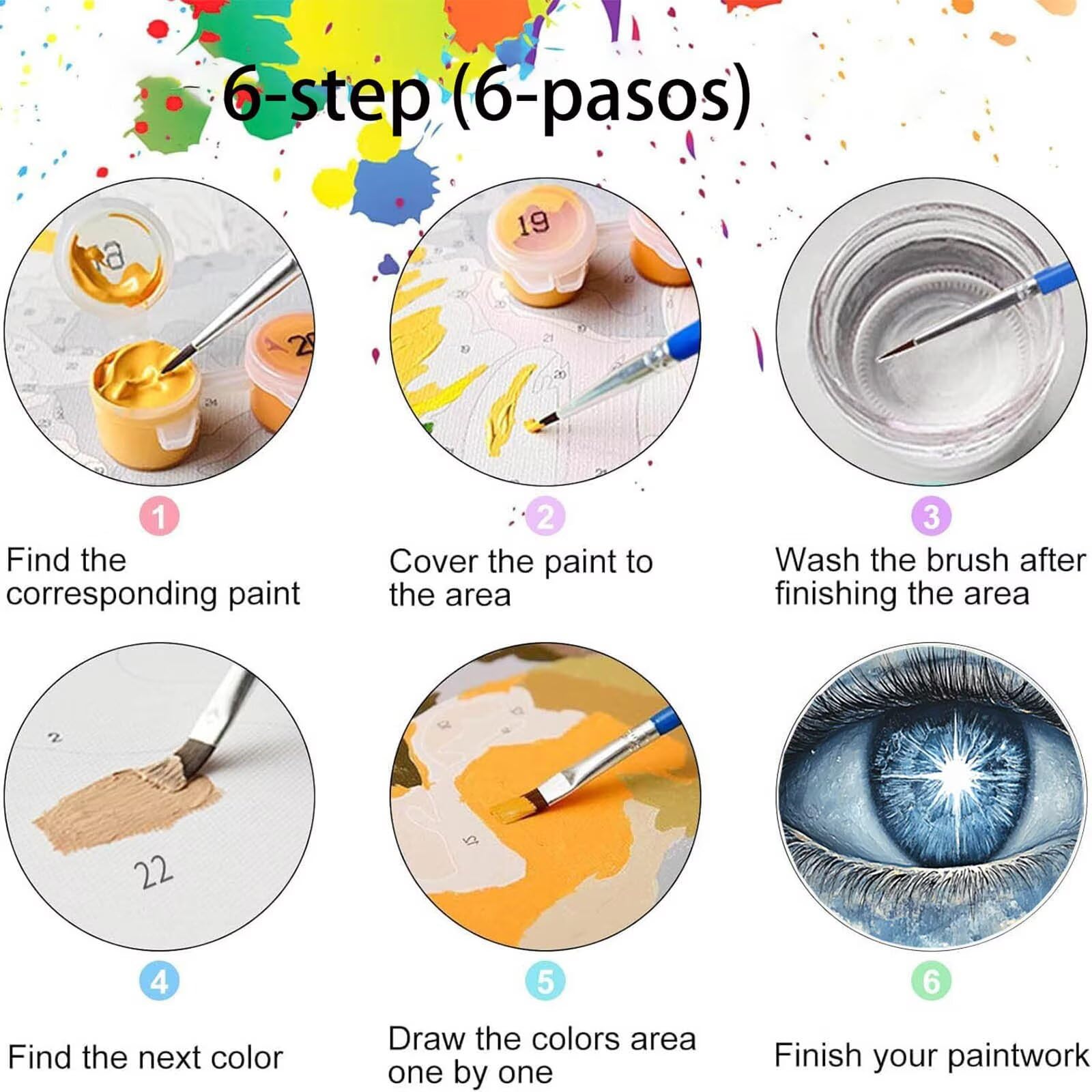 Pintar por Numeros Adultos Ojo, Pintar por Numeros Niños Kit Manualidades Adultos Montaña Cuadros para Pintar por Numeros Pintura Acrílico, Cuadros Decorativos Regalos Para Mujer 80X160cm 7w-N-T