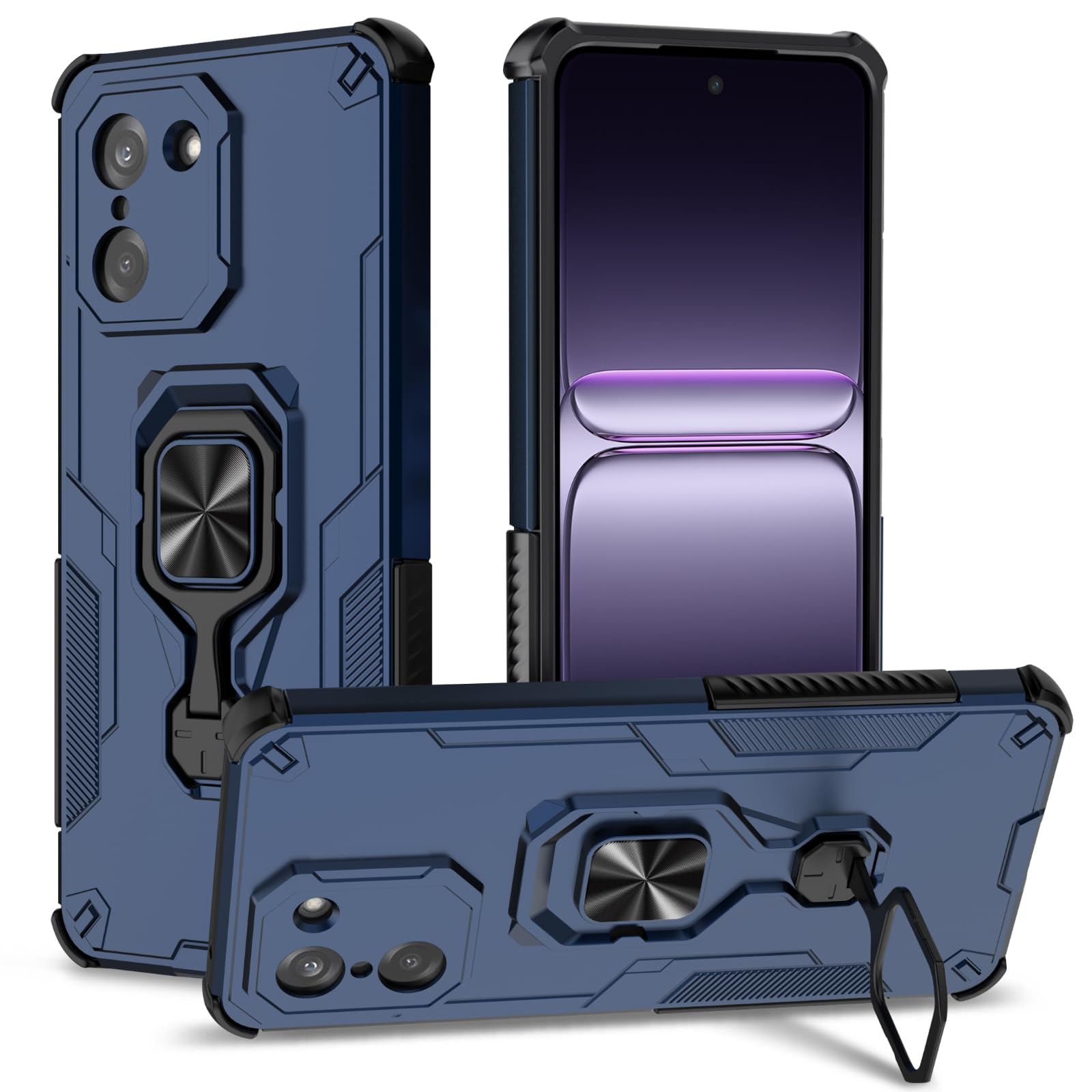 Funda para Samsung Galaxy A13 4G con Cristal Templado Protector Pantalla, Carcasa Antigolpes con Soporte anular metálico, Case Protectora de Grado Militar, Negro — view 82