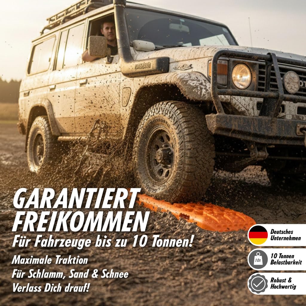 IYC4x4 Sandbleche Anfahrhilfe Bergungshilfe Traktionshilfe Reifenleiter Kunststoff (Stealth Grey, 2x Sandbleche)