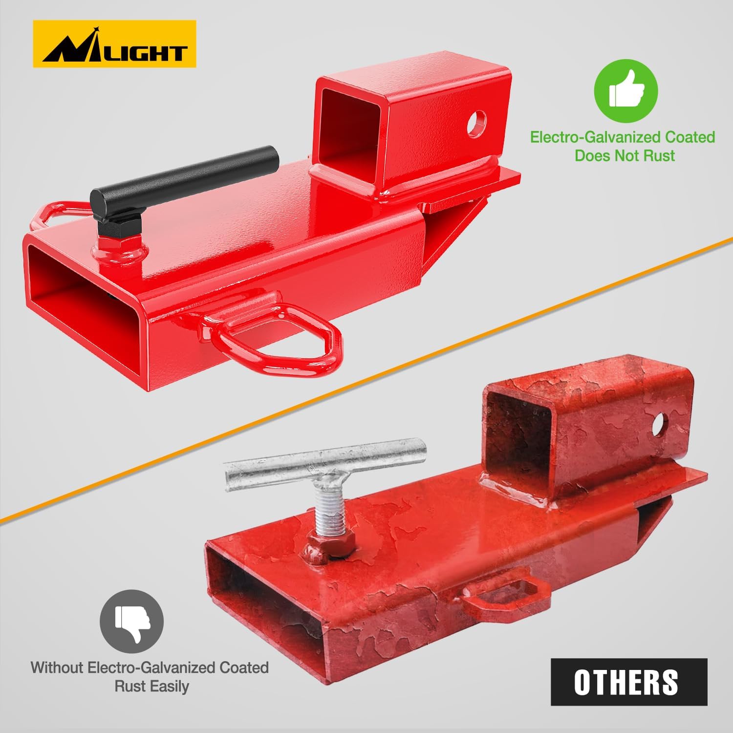 Nilight Forklift Trailer Hitch Attachment Fits 2 Inch Receiver Clamp on Pallet Fork Trailer Towing Adapter with Safety Chain & 5/8” Hitch Pin Clip Red