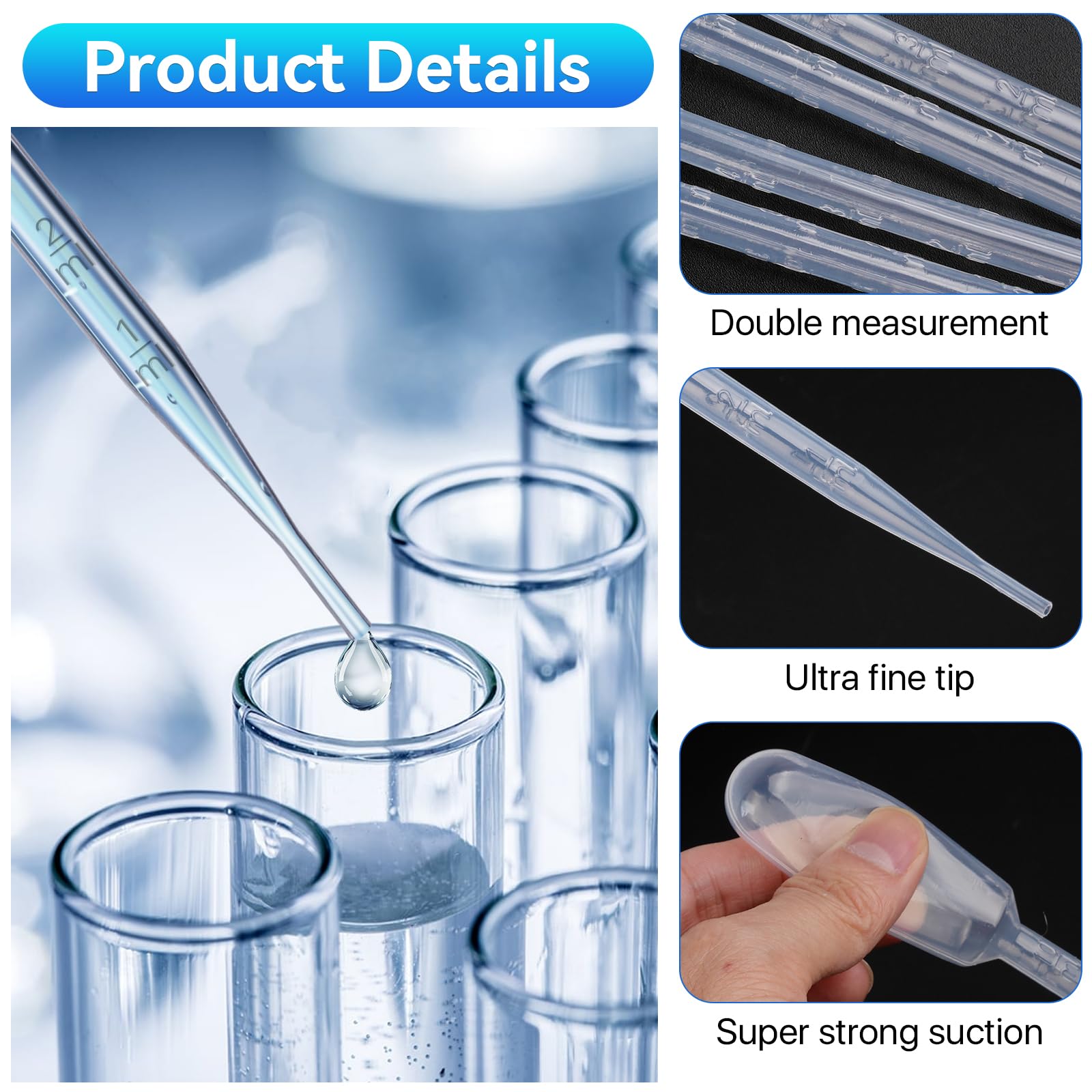 100 pipetas cuentagotas de 10 ml, pipetas de transferencia de plástico de 30 cm de largo, pipetas graduadas transparentes para transferir esenciales, aceites, perfumes, pinturas, laboratorio