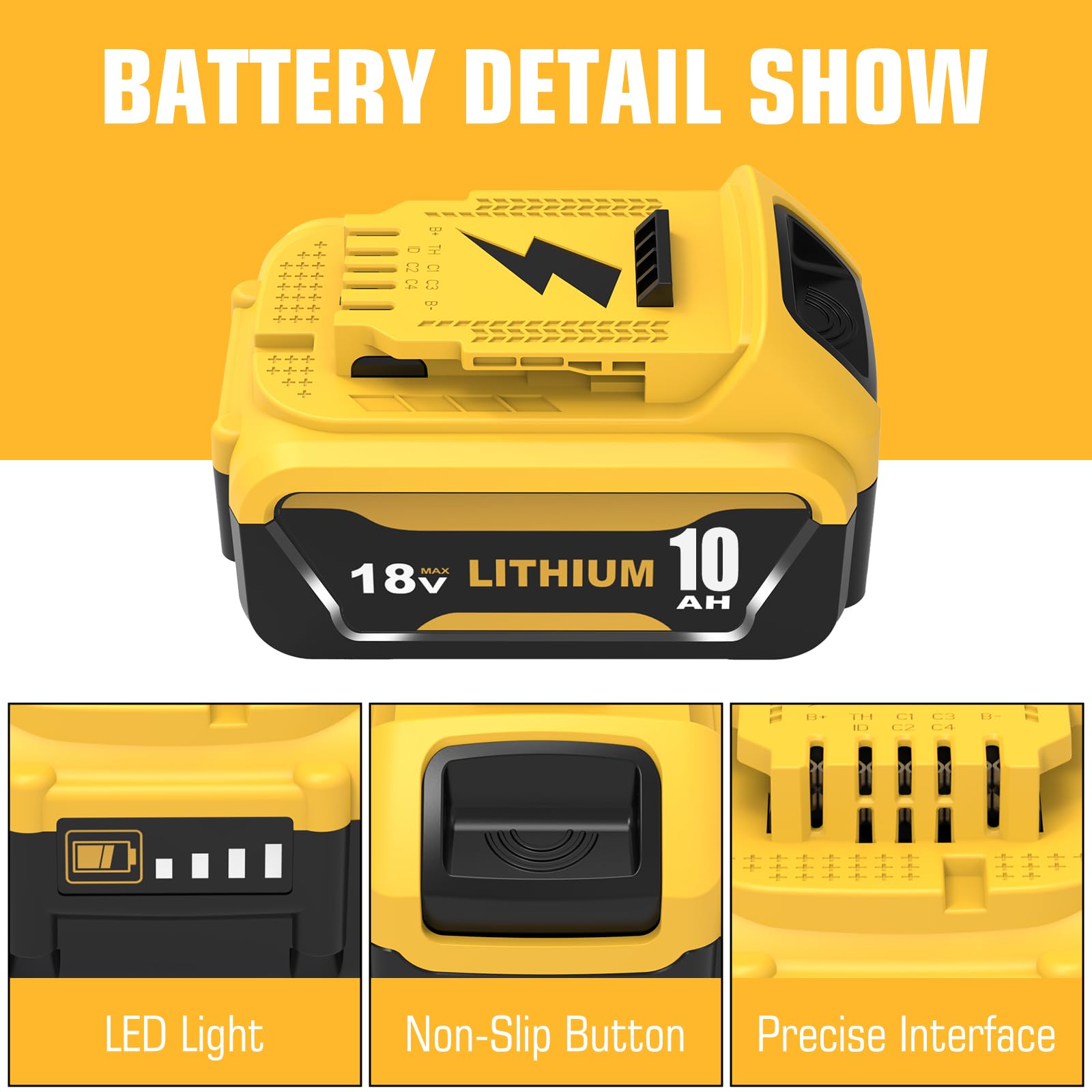 2Packs 18V 10000mAh Compatible pour Dewalt Batterie 18V