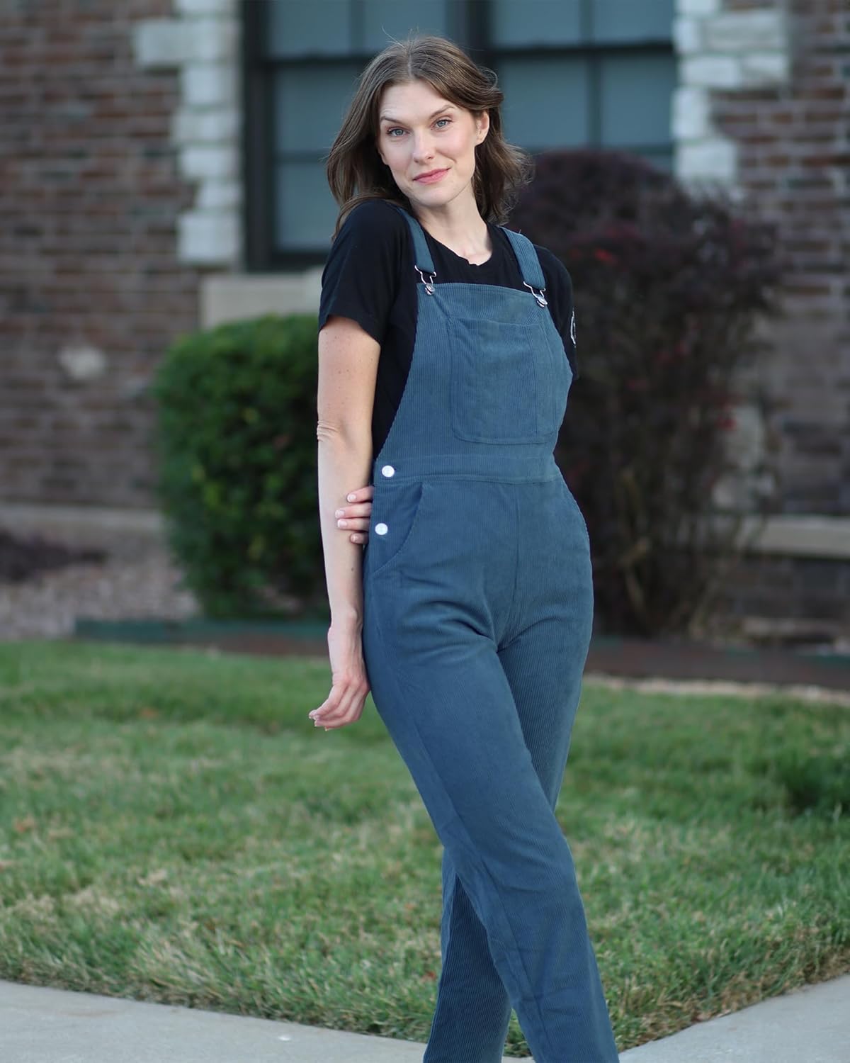 luvamia Corduroy Overalls for Women Bib Straight Leg Baggy Carpenter Adjustable Strap Fall Jumpsuit Overalls with Pocket - Image 5