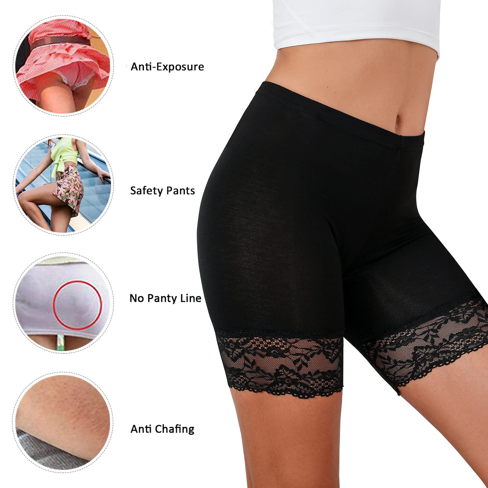 Tuopuda Braga para Mujer Boy Short Hipster con Encaje Largo Boxer Cintura Alta Algodon Shorts Pantalones Deportivas para Running Yoga