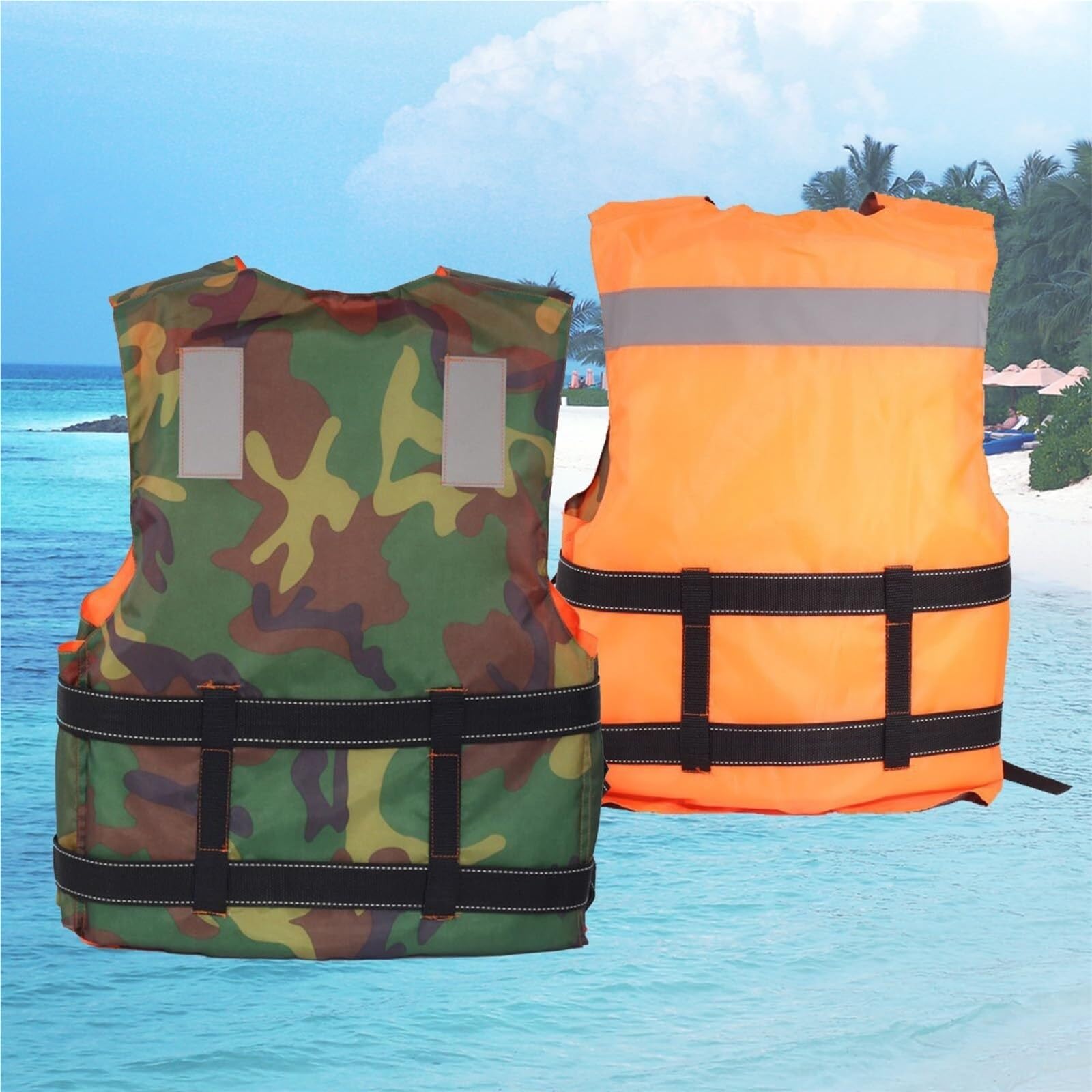 Adult Adjustable Kayak Vest, Reversible, High Buoyancy with Zipper Closure, Safety Kayak Vest for Kayaking, Sailing, Fishing, Boating, Surfing, Swimming and All Water Sports