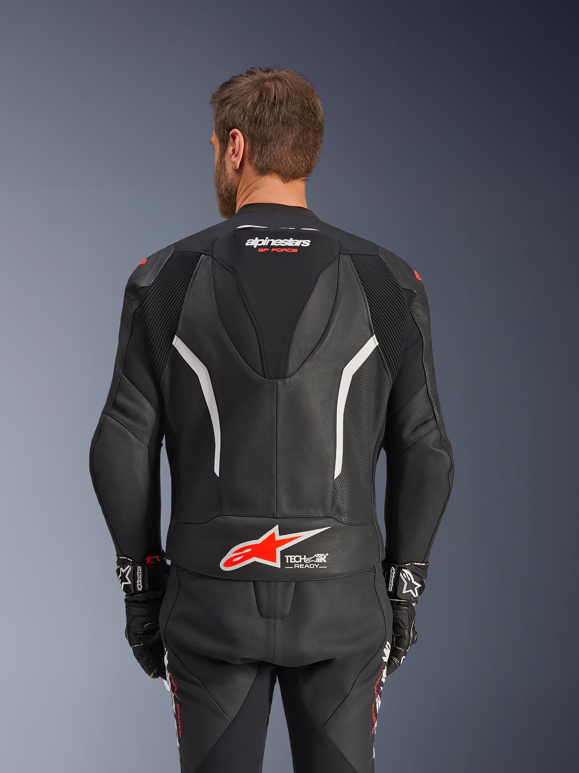 Alpinestars GP Force V2 2-Teiler Motorrad Lederkombi, schwarz/weiß/rot, 58 | Belüftet