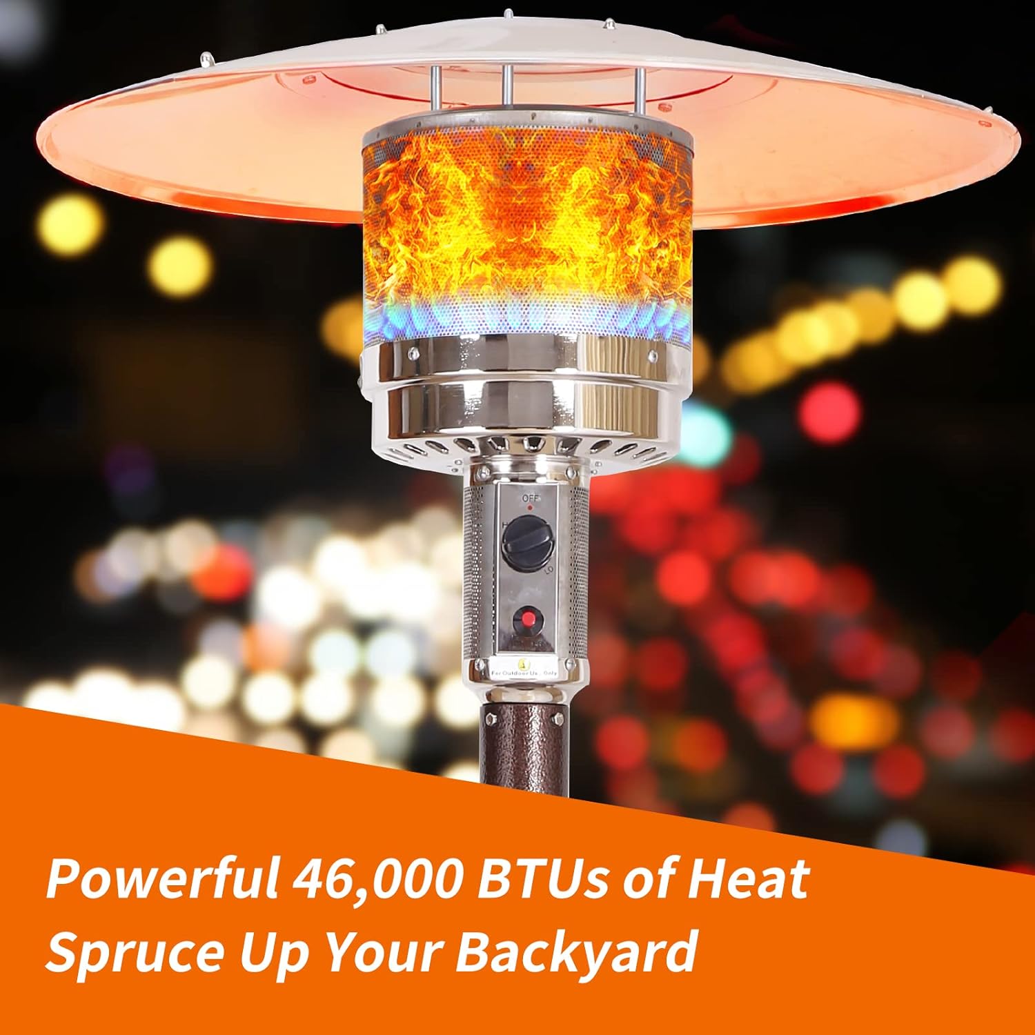 Outdoor Patio Heater Propane 48000 BTU - Patio Heater Commercial Floorstanding, Outside Heaters Patio Propane with Cover, Heater with wheels, Stand-Up Lawn Heater for Garden,Wedding,Party,Bronze : Everything Else