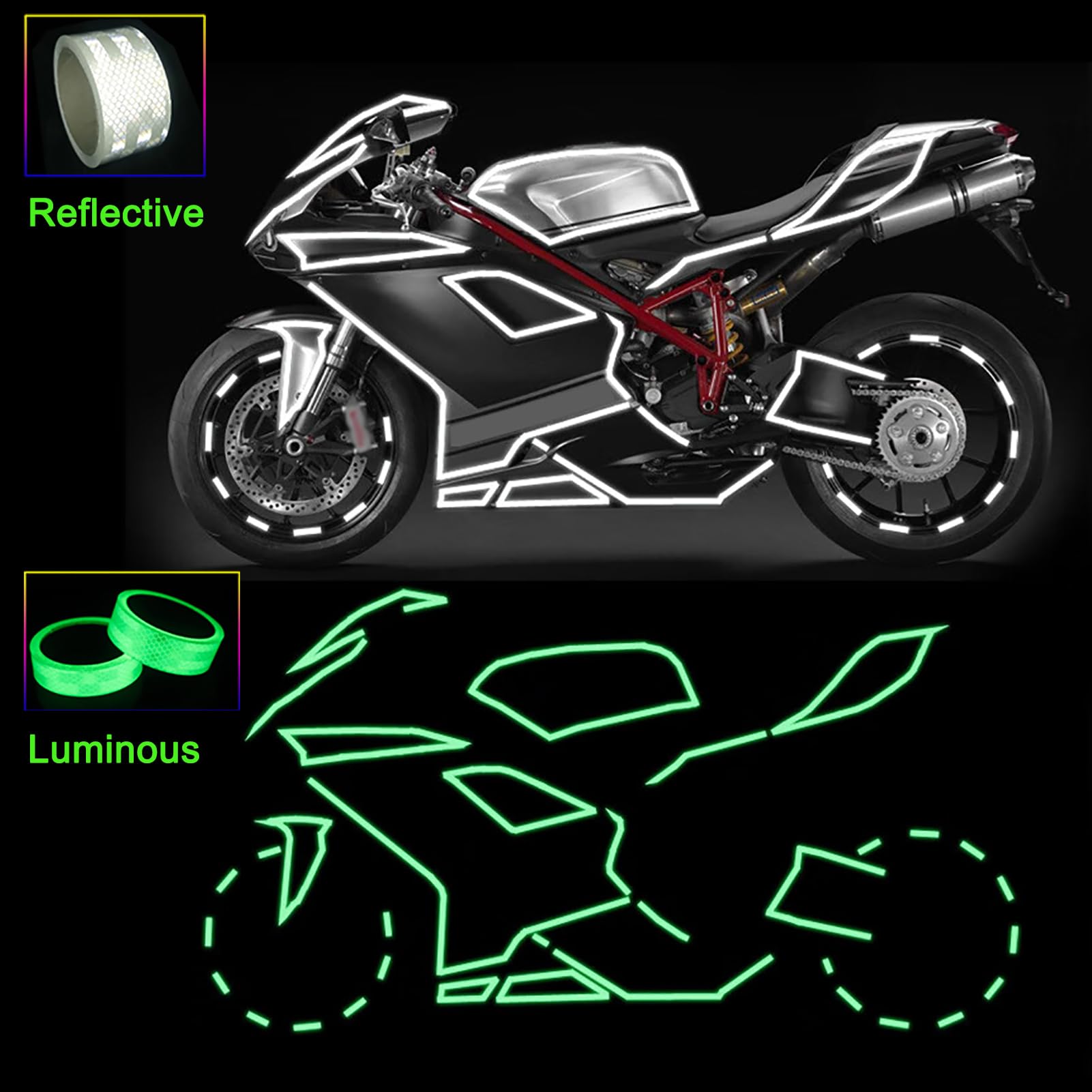Cinta Reflectante Adhesiva, Cinta Adhesiva Fluorescente Luminosa, Pegatinas Reflectantes Autoadhesiva, Impermeable Cintas de Advertencia de Seguridad Alta Visibilidad, Blanco,3cm*10m / 1.2" X 33ft