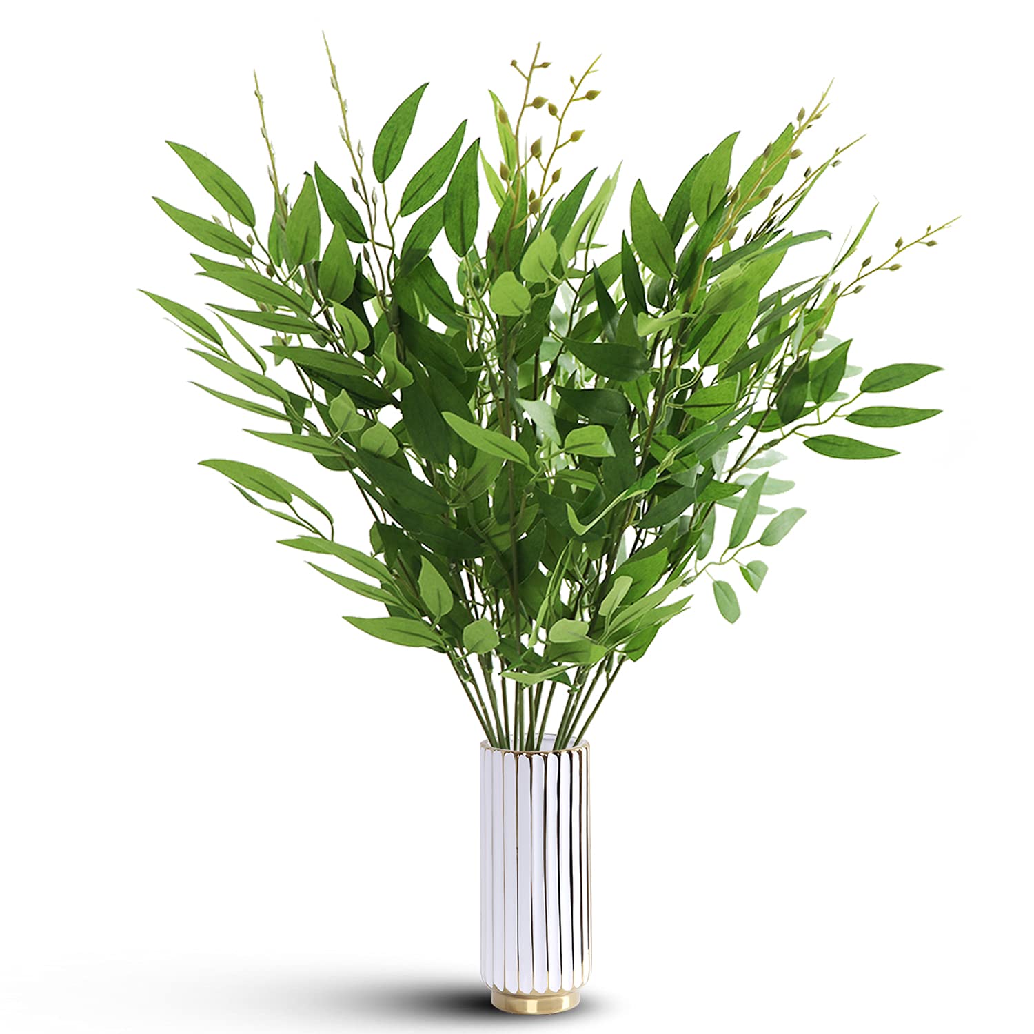 Artificial Plants for Home Decor Indoor, 3 Pcs SAOCOOL 22 Inch Fake Plant Willow Branches and Seeds for Home Greenery Eucalyptus Decoration (Green)