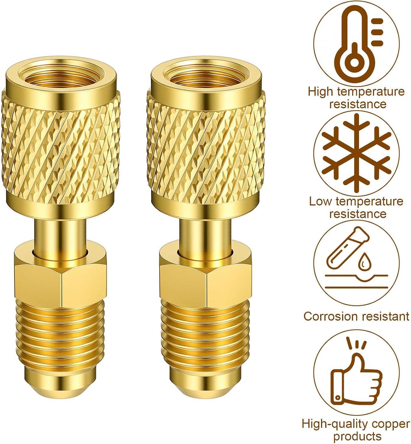 Mini Split Adapter, 5/16" Female to 1/4" Male Flare Charging Vacuum Port Adapters Straight Adapters Mini Split Vacuum Adapter for HVAC Air Conditioner Refrigeration