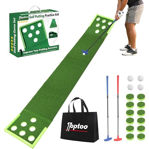 Golf Putting Mat, Practice Golf Putting Green Training Aid for Indoor, Outdoor at Home, Office, Backyard with Putter and Balls 9.84 ft