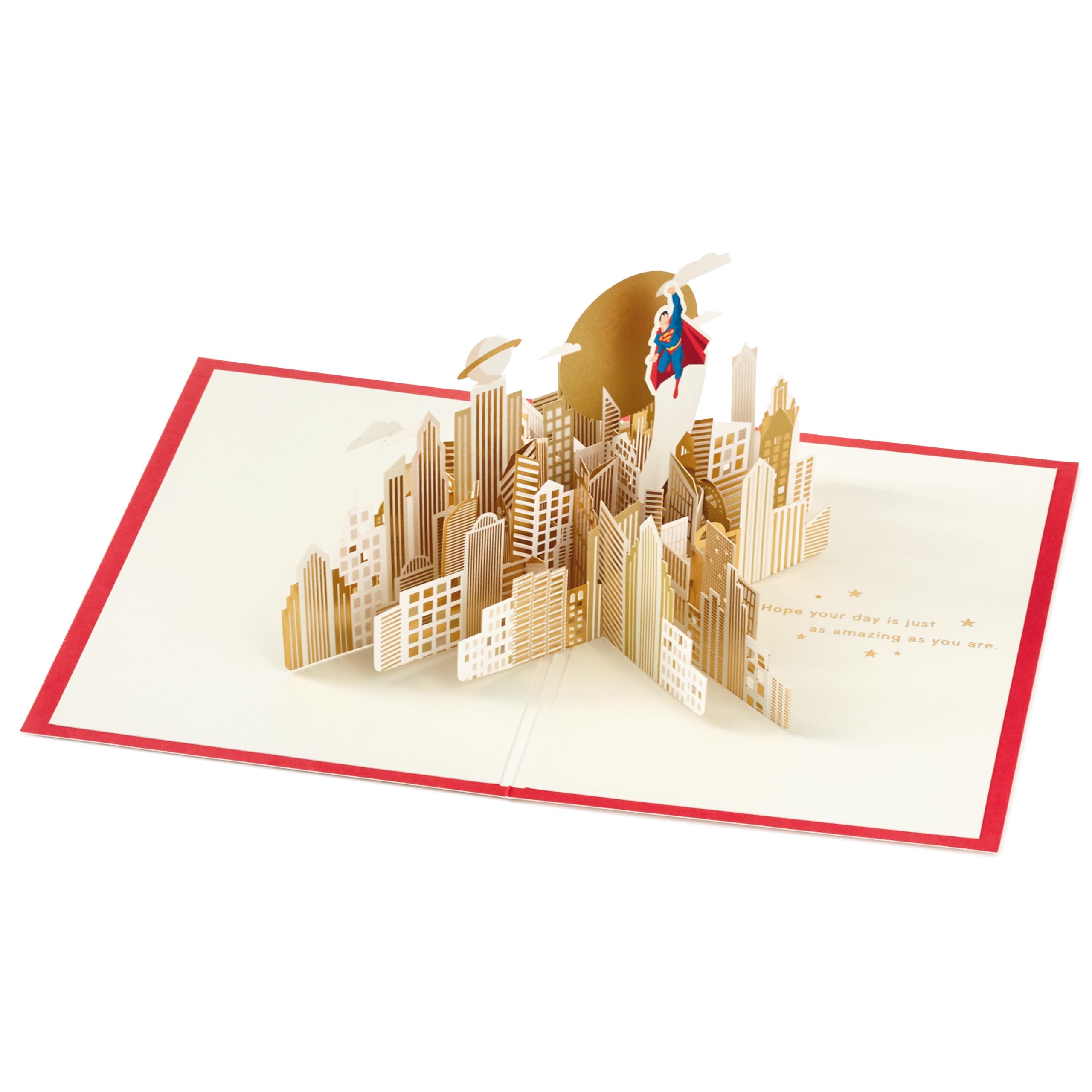 Hallmark DC Comics Superman, karta 3D i pop-up na każdą okazję, Clark Kent, urodziny, Dzień Ojca, syn, tata, siostrzeniec, superbohater, złoty