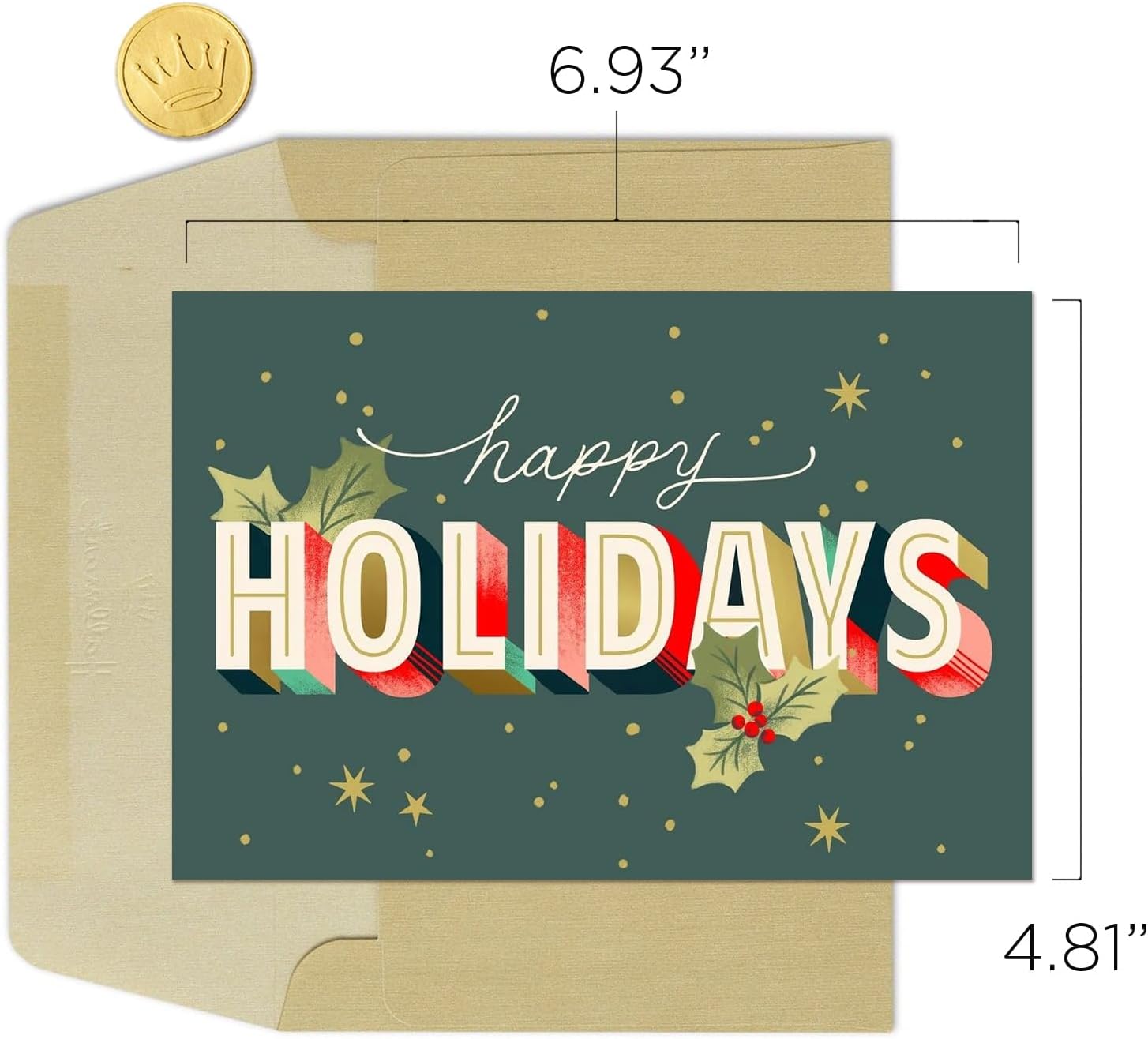 Hallmark Business Bulk 25 Pack Holiday Cards for Customers & Clients (Holly & Festive Lettering), 5 x 7 Cards, Message Inside, Envelopes Included