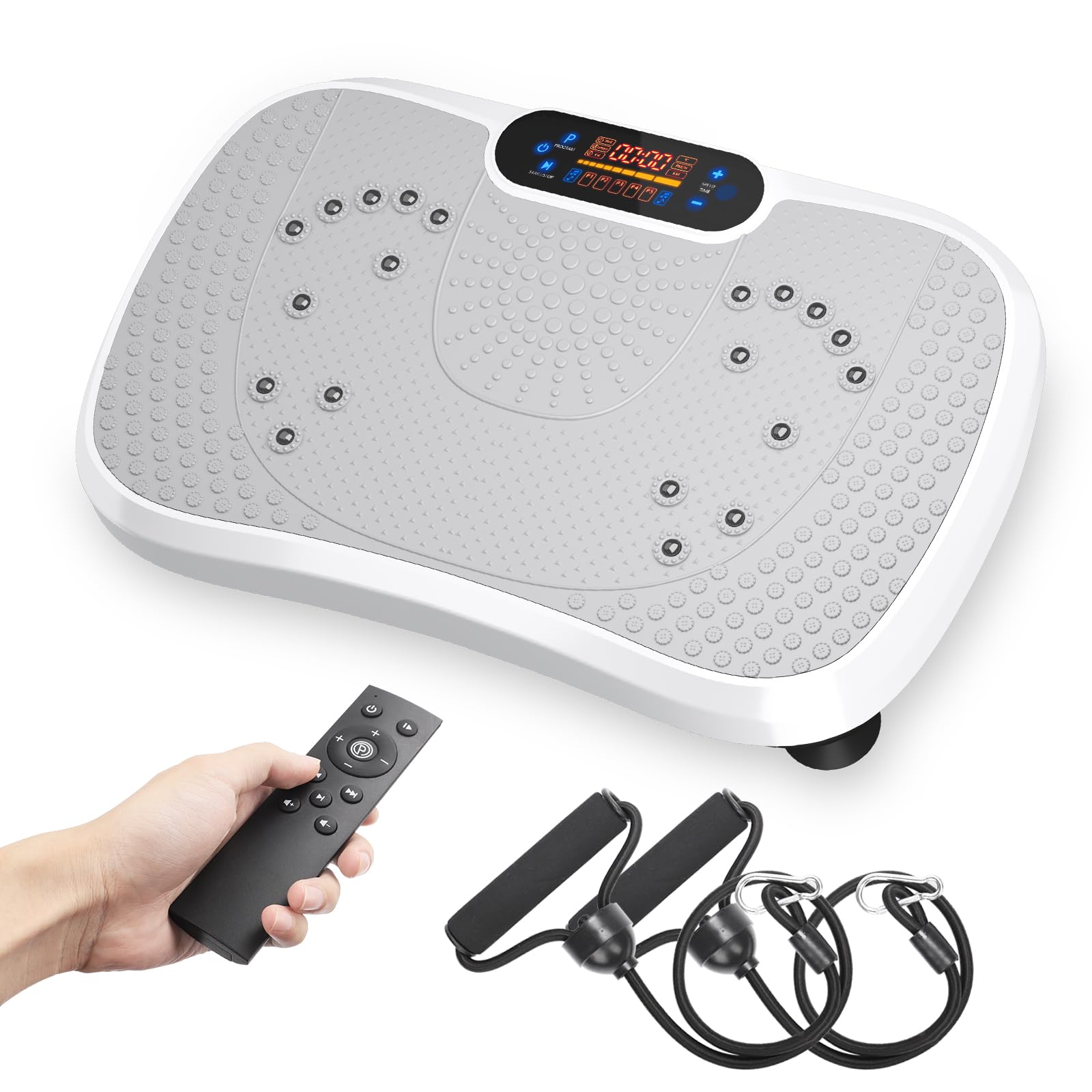 Dripex Vibration Plate Exercise Machine, Whole Body Workout Fitness Vibration Plate, Vibration Power Plate with Resistance Bands,Slim Vibration Platform for Home Training & Shaping,99 Levels-White