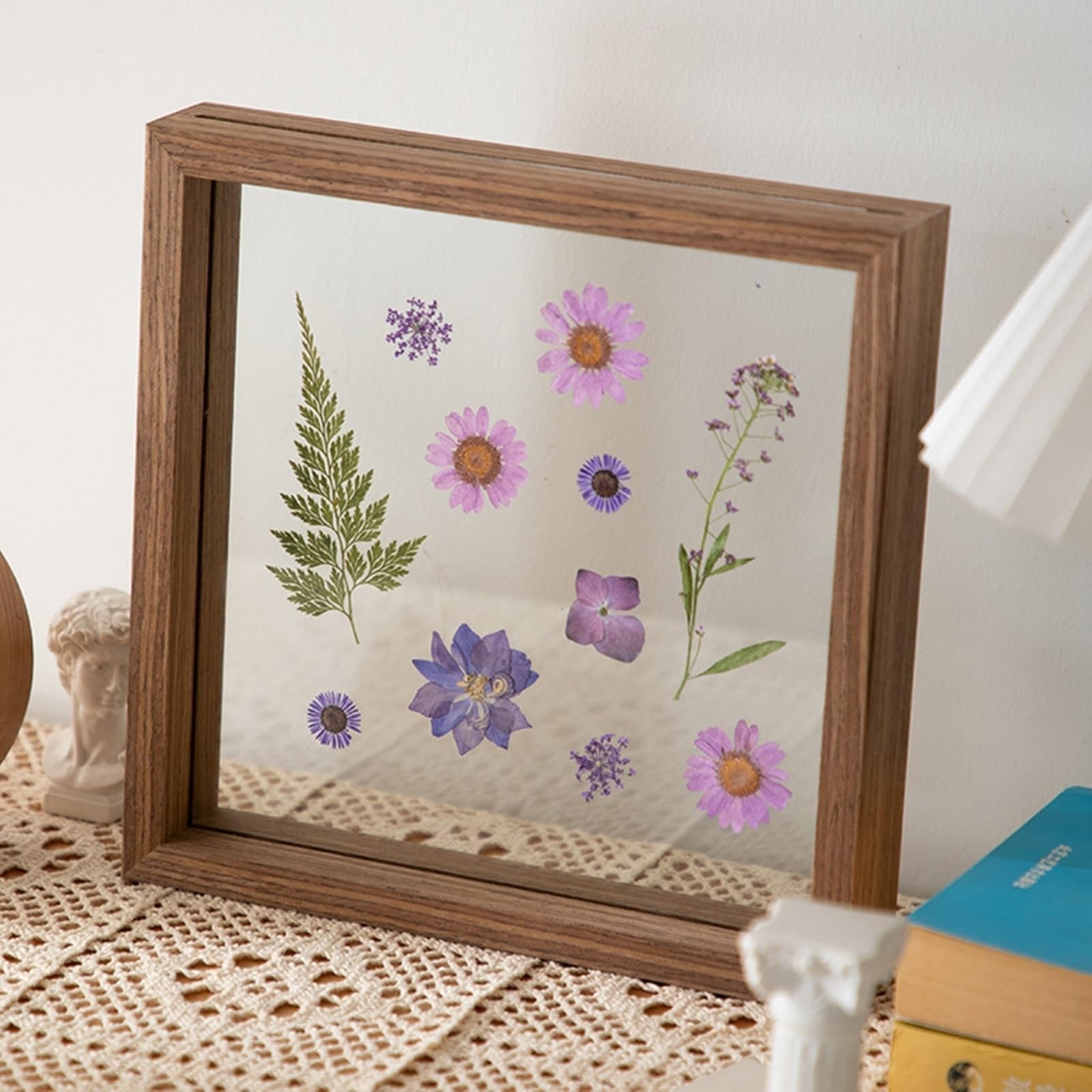 Fotorahmen MDF & Glas, Rechteck Walnuss Bilderrahmen 15.24X20.32cm Tischplatte Picture Frame für Fotos, Bilder, Poster Horizontal & Vertikal Anzeige