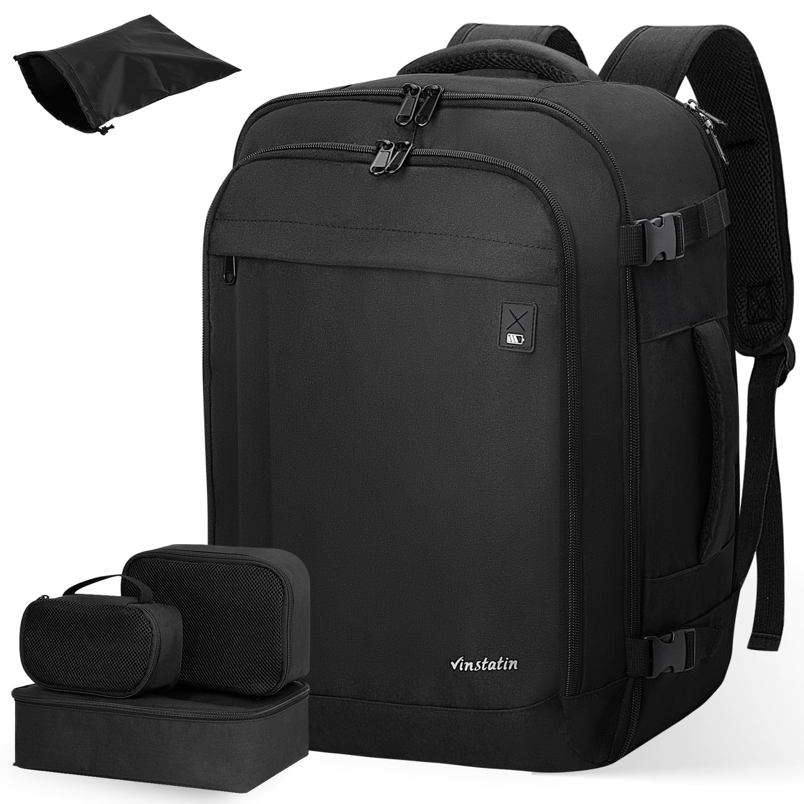 Vinstatin Zaino Ryanair 45x20x35 (40L) Zaino da Viaggio per Donne e Uomini,17.3 Zoll Zaino Aereo con 4 Sacchetti Organizzatori,Bagaglio a mano Borsa Viaggio Cabina Zaino Travel Viaggio Casual