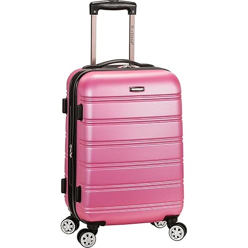 Rockland Melbourne Lightweight Expandable Hardside Spinner Wheel Luggage in Pink - Carry-On 20" - PINK