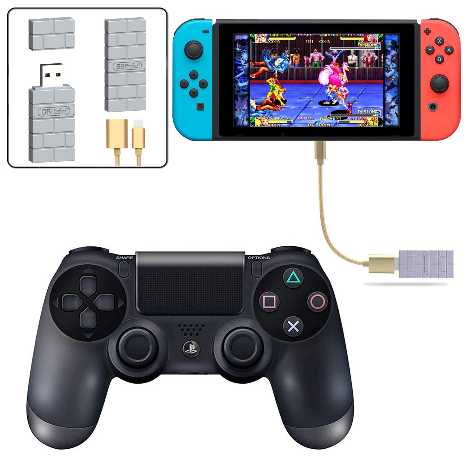 XAMMUE 8Bitdo Wireless Controller Adapter for Nintendo Switch/Windows