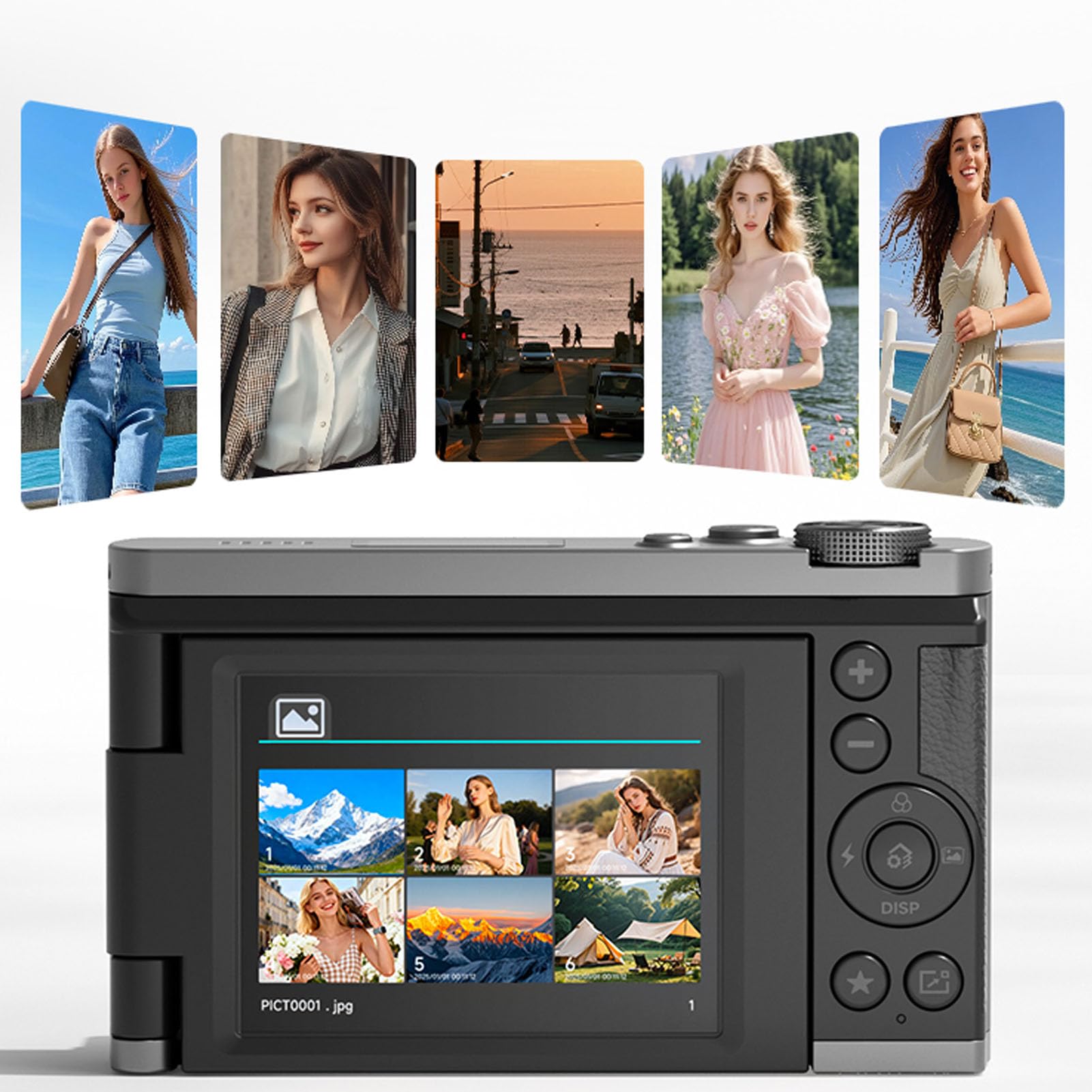 Aparat Cyfrowy, 2,8-calowy Ekran z Odchylanym Kątem 180°, Aparat 4K 68 MP z Wbudowanymi Filtrami do Robienia Selfie, Portretów, Krajobrazów