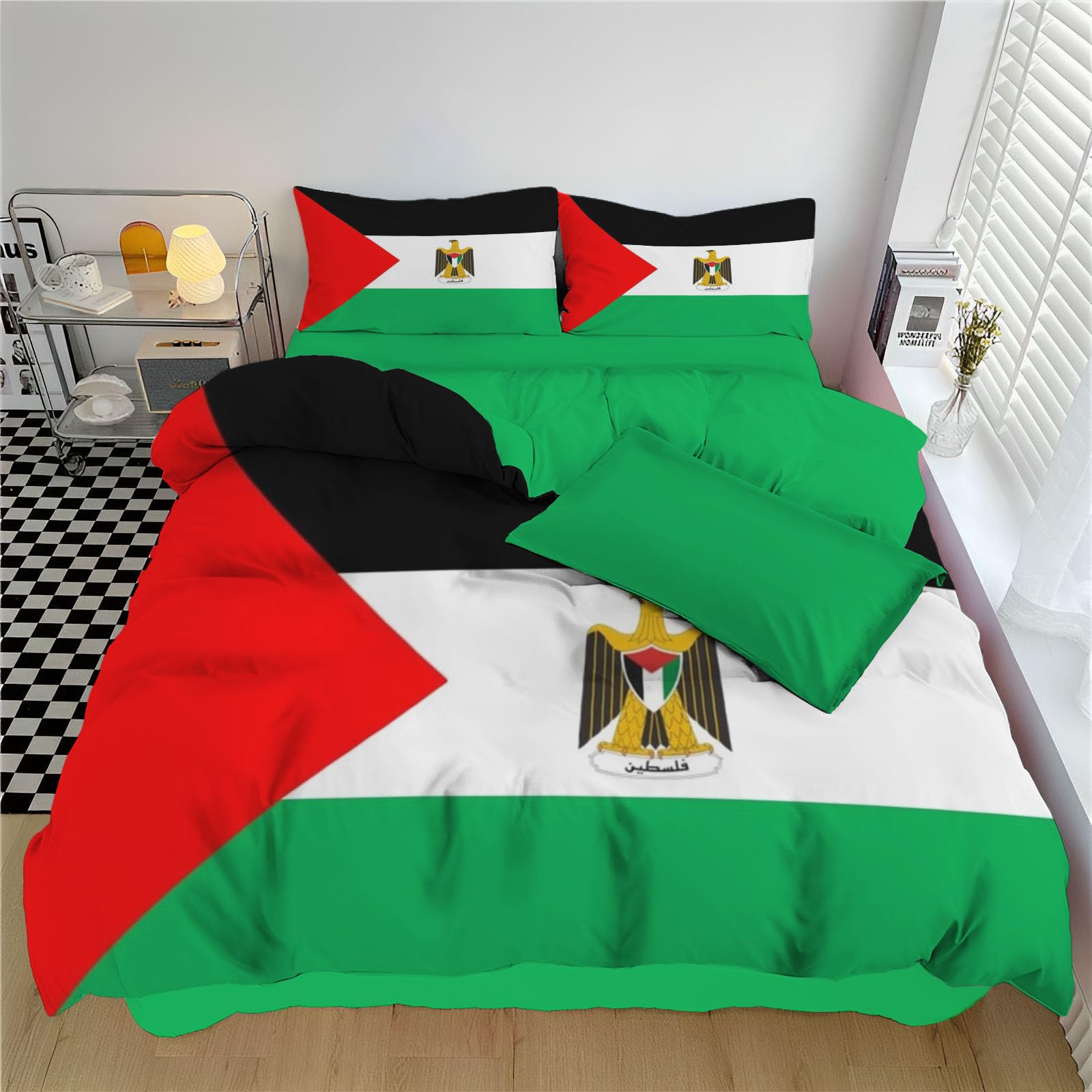 Housse de couette motif national Palestine en taille 220x240cm avec taies