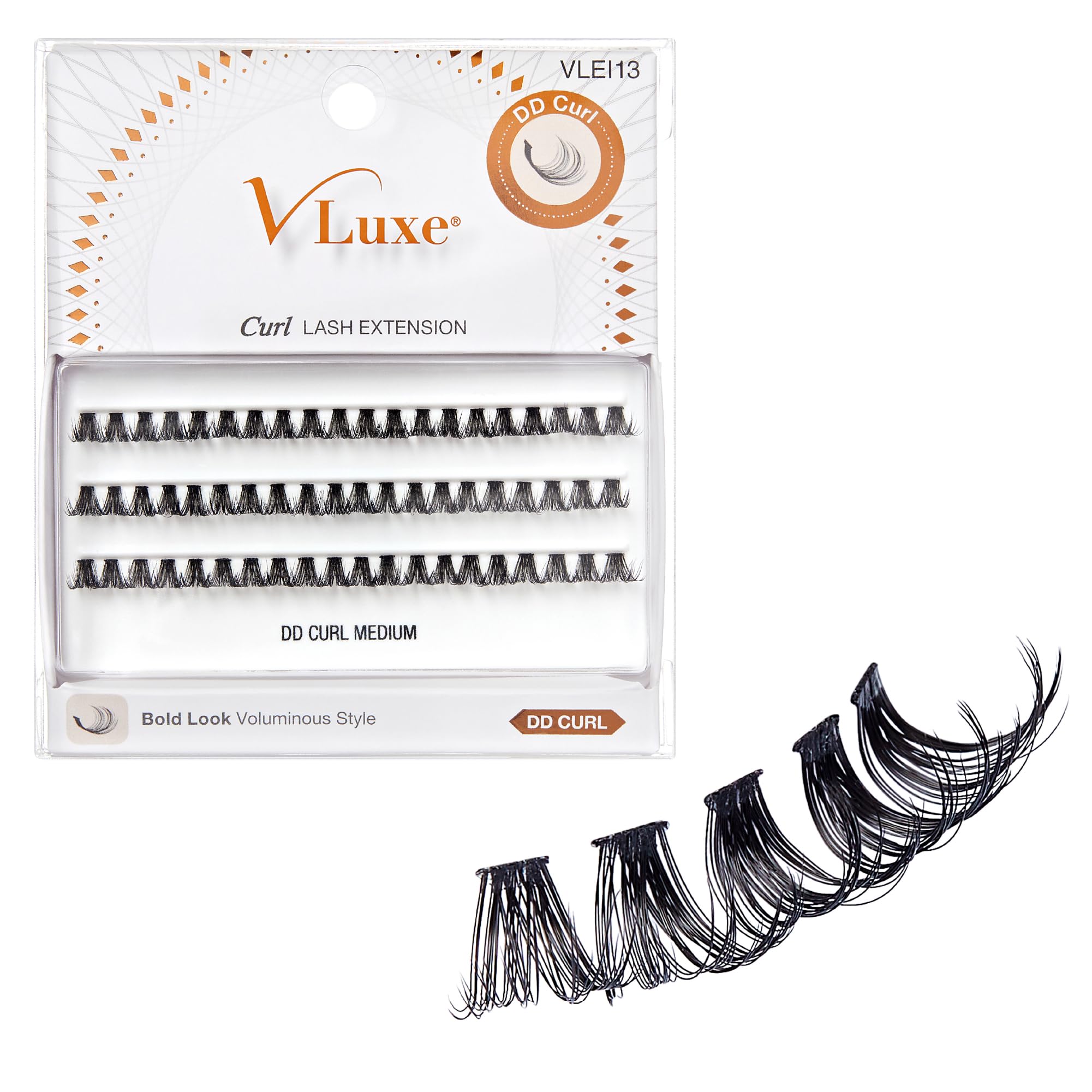 VLuxe DD Curl Lash Cluster Eyelash Extensions Voluminous Style 40D Volume Individual False Eyelash for Professionals Enhanced Bold