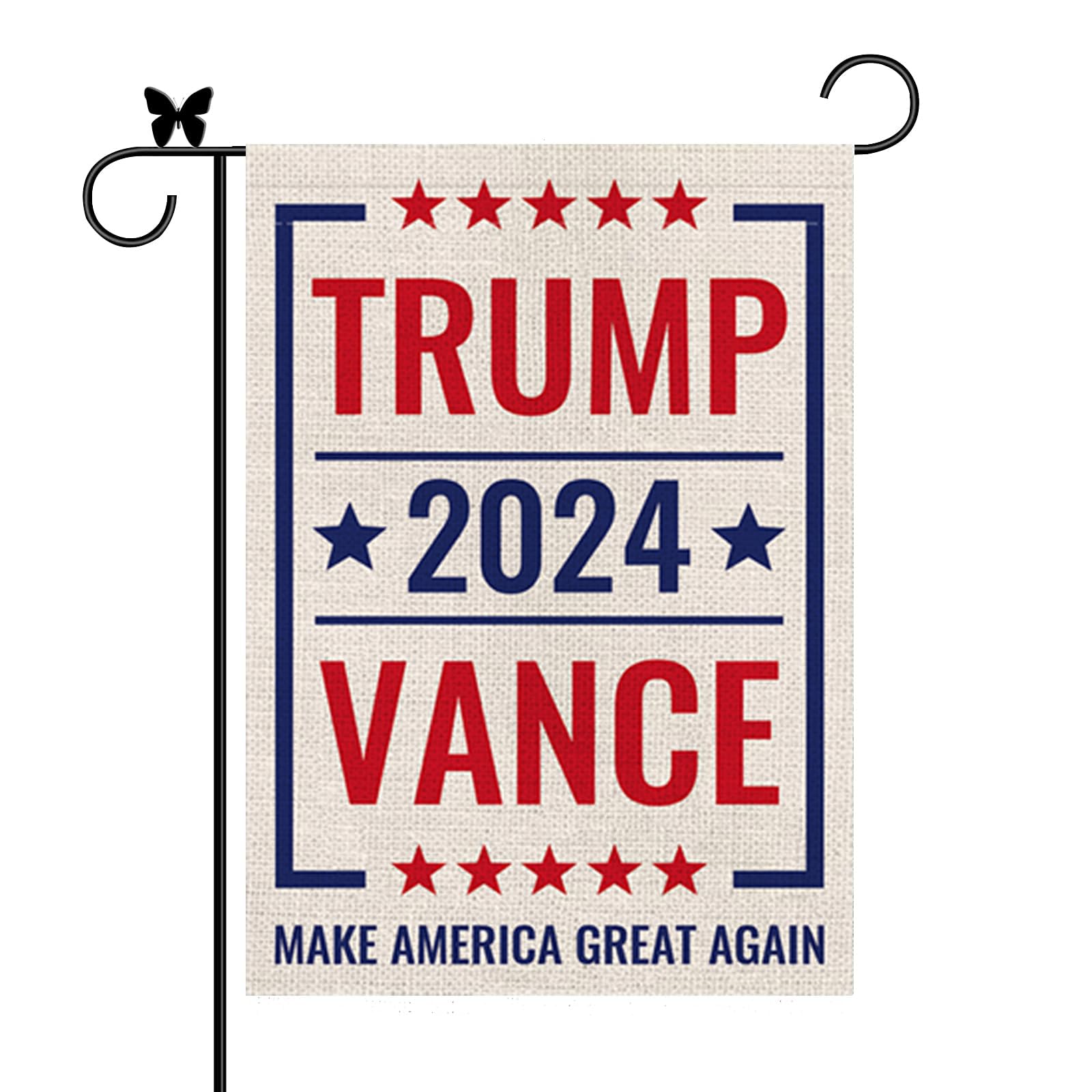 GAGEC Trump Vance 2024 Garden Flag Trump 2024 Flag Vertical Burlap Make America Great Again American President Election Yard Outdoor Lawn Home Decor 12.5 x 18 Inch