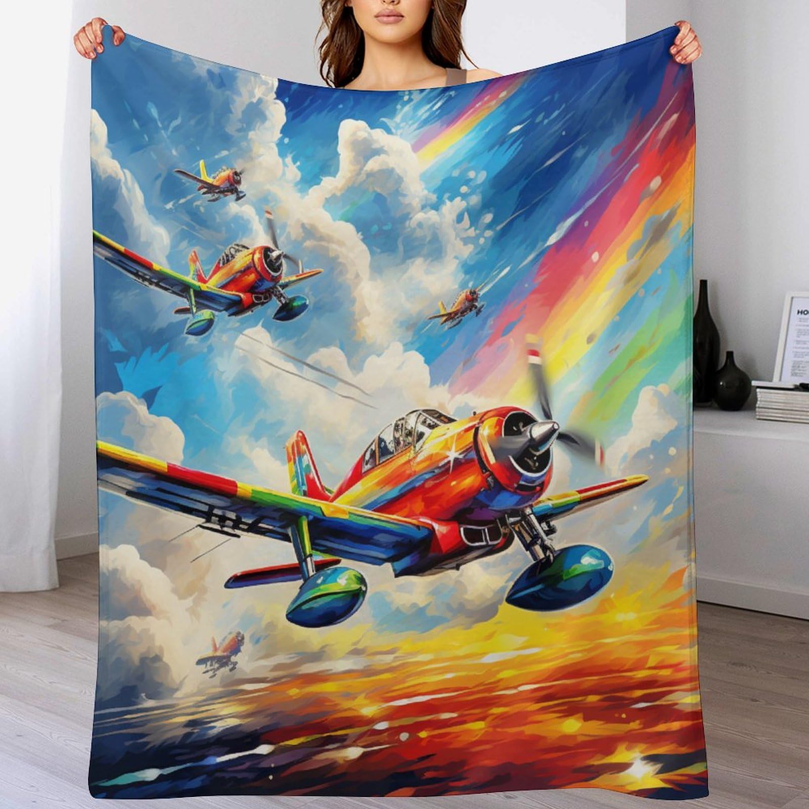 Plaid canapé chaud en flannel douce 130x150 cm pour lit et avion