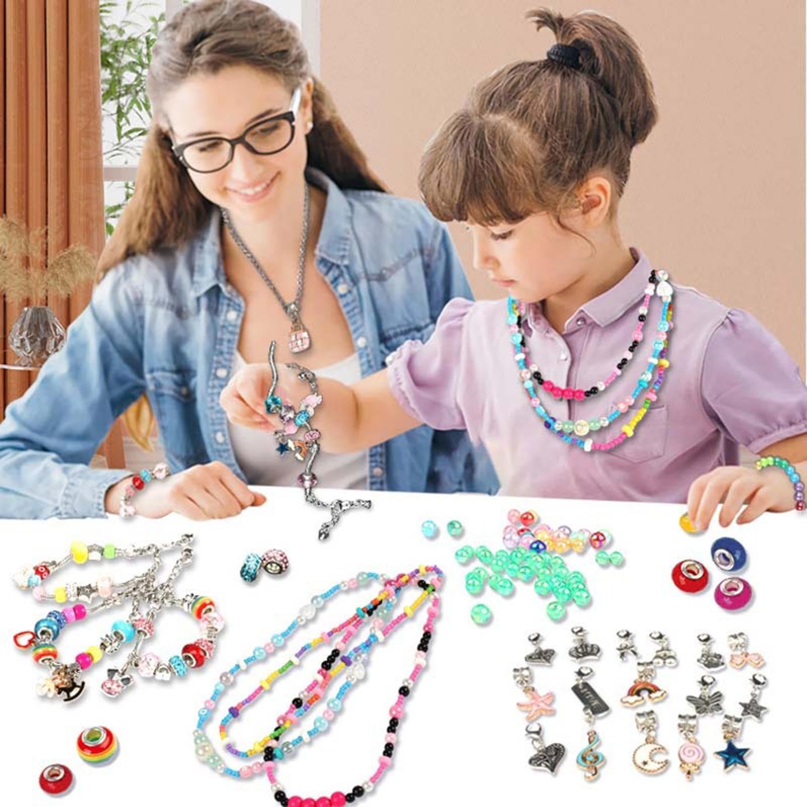 Yorajuy Set per la creazione di braccialetti con ciondoli, kit per la | creazione di gioielli per bambini, kit per creare orecchini, divertenti braccialetti per realizzare bracciali, orecchini e co