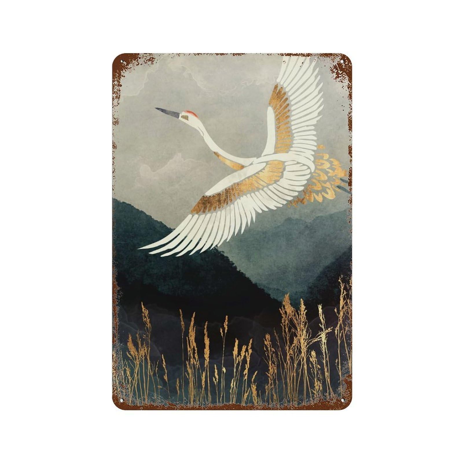 Elegant Flight 11.8"x7.9" Distressed Metal Wall Sign, Shabby Chic Decor for Shed, Workshop And Garage Wall Decor